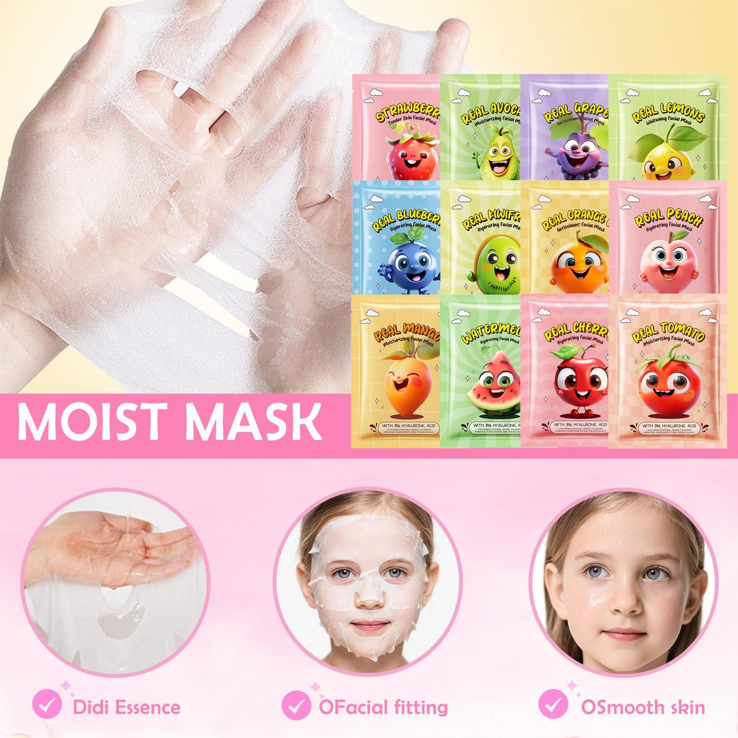 Set de 12 Máscaras Faciales ZARICS para Niños - Hidratación y Cuidado