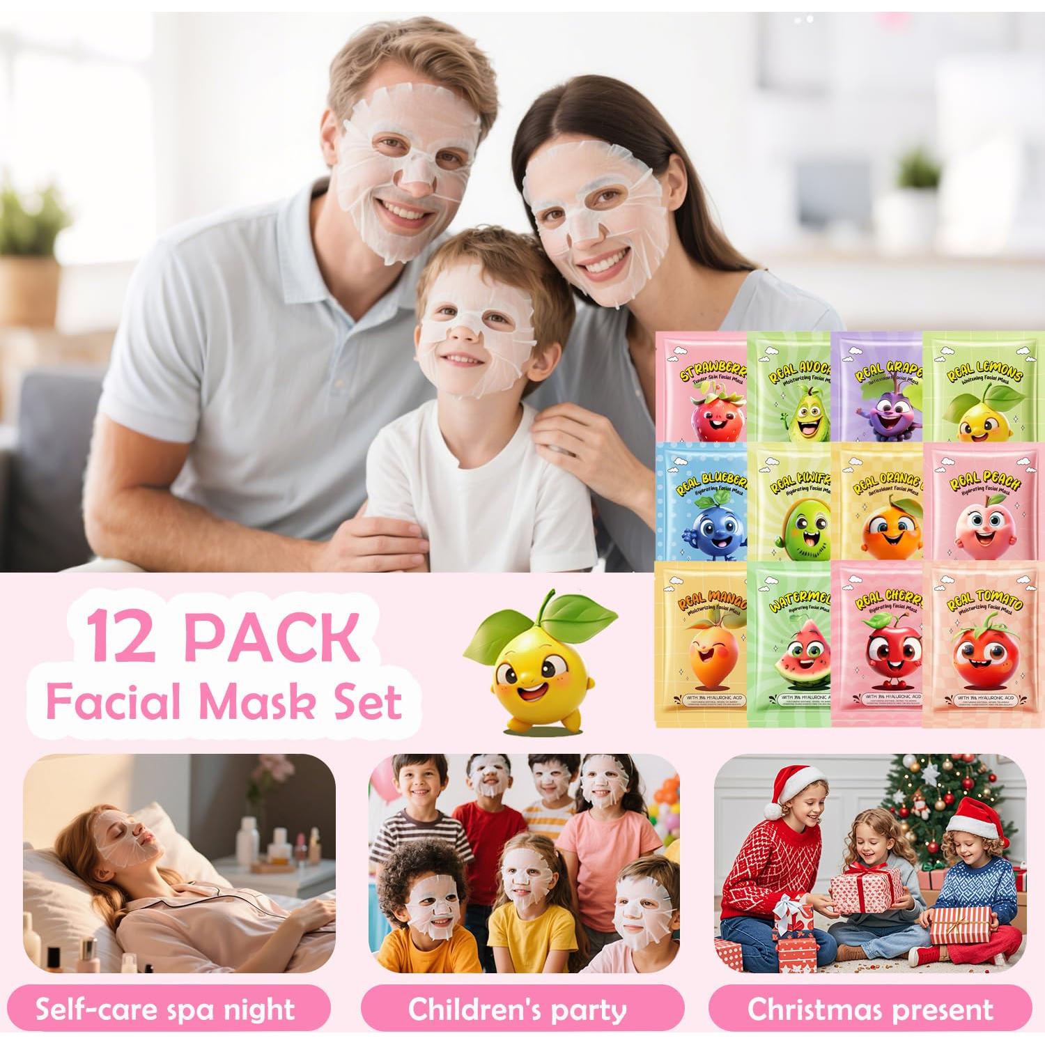 Set de 12 Máscaras Faciales ZARICS para Niños - Hidratación y Cuidado