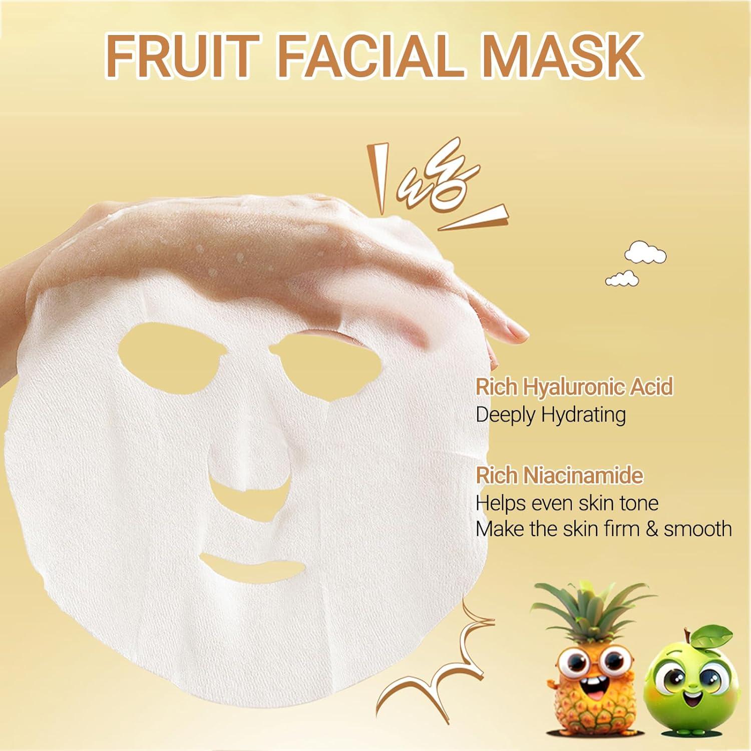 Mascarillas Faciales Erinde 14 Piezas Frutas Hidratantes