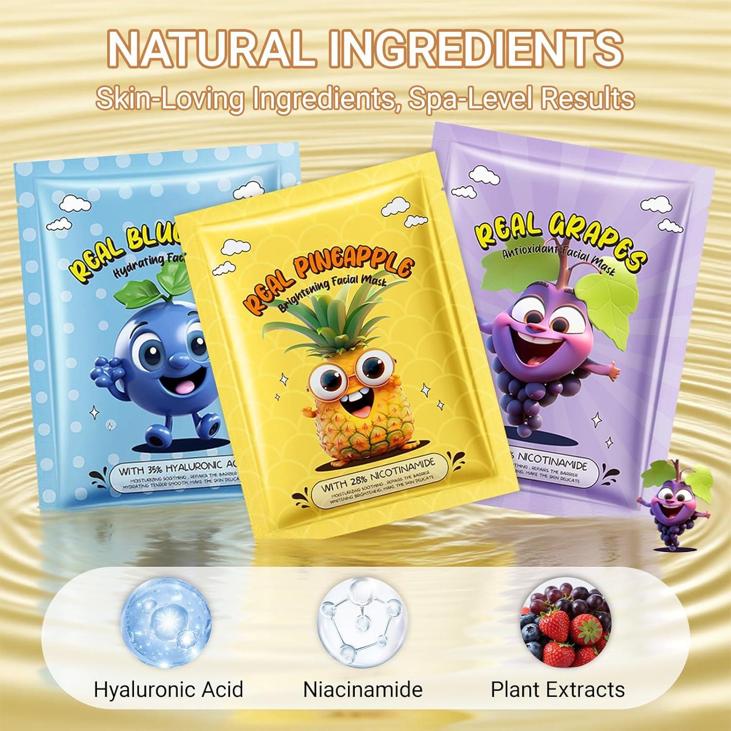 Mascarillas Faciales Erinde 14 Piezas Frutas Hidratantes