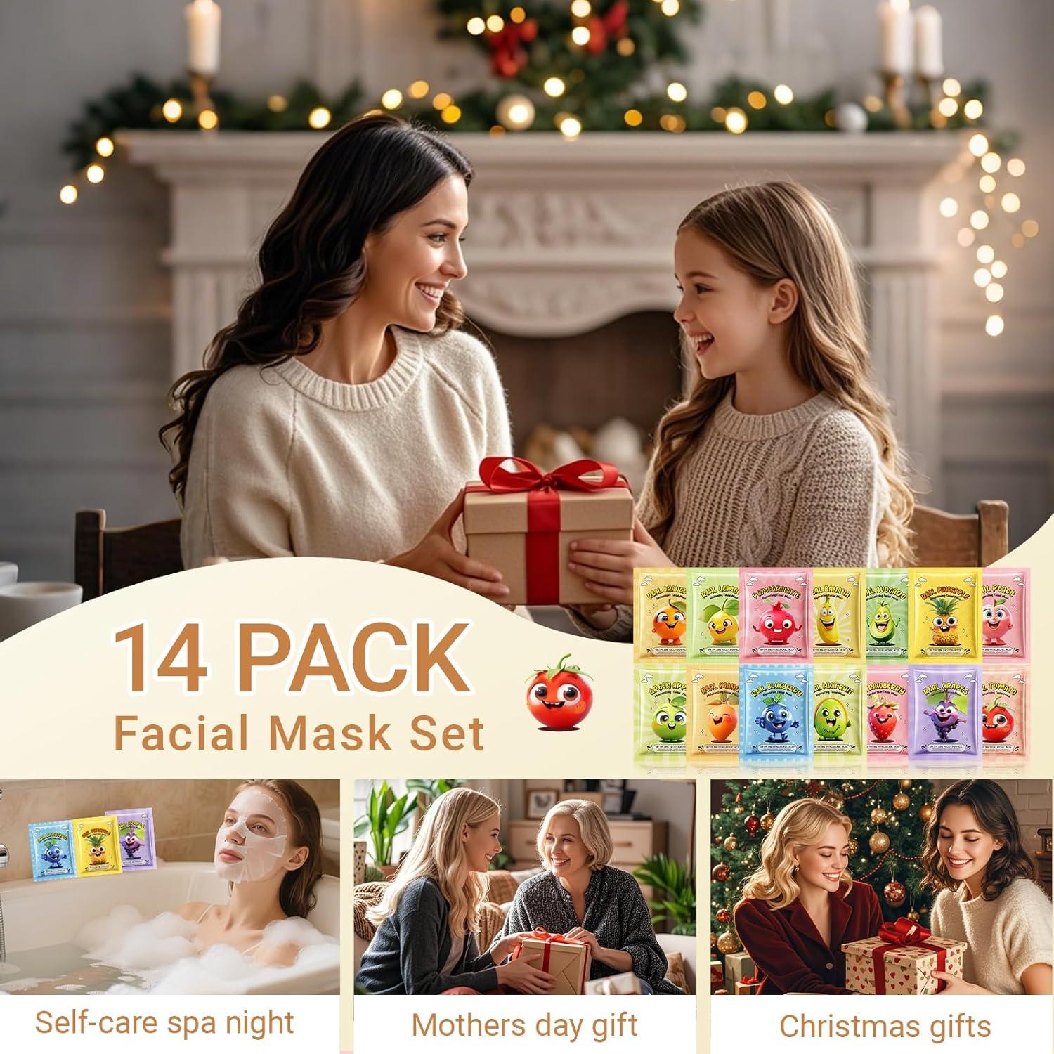 Mascarillas Faciales Erinde 14 Piezas Frutas Hidratantes