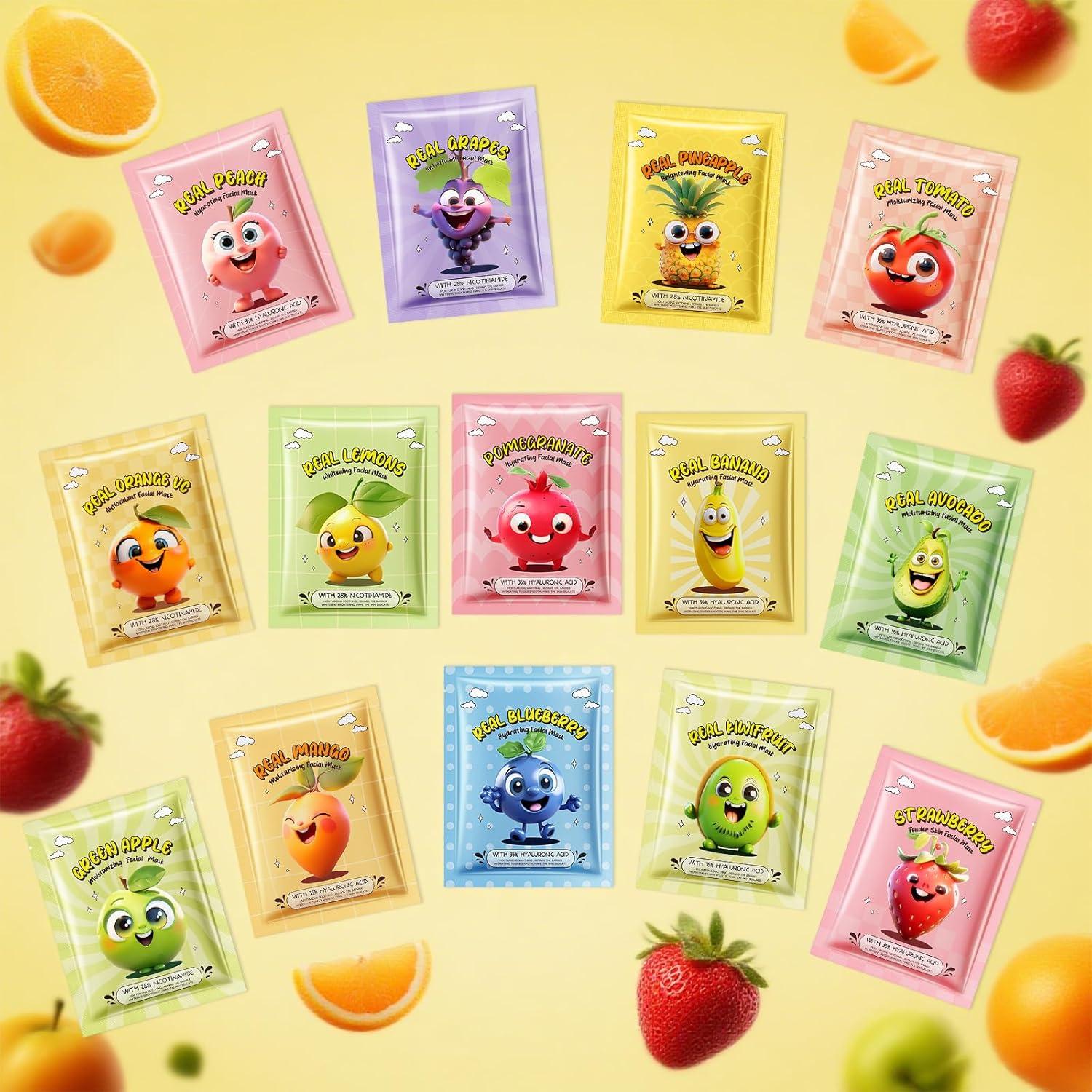 Mascarillas Faciales Erinde 14 Piezas Frutas Hidratantes