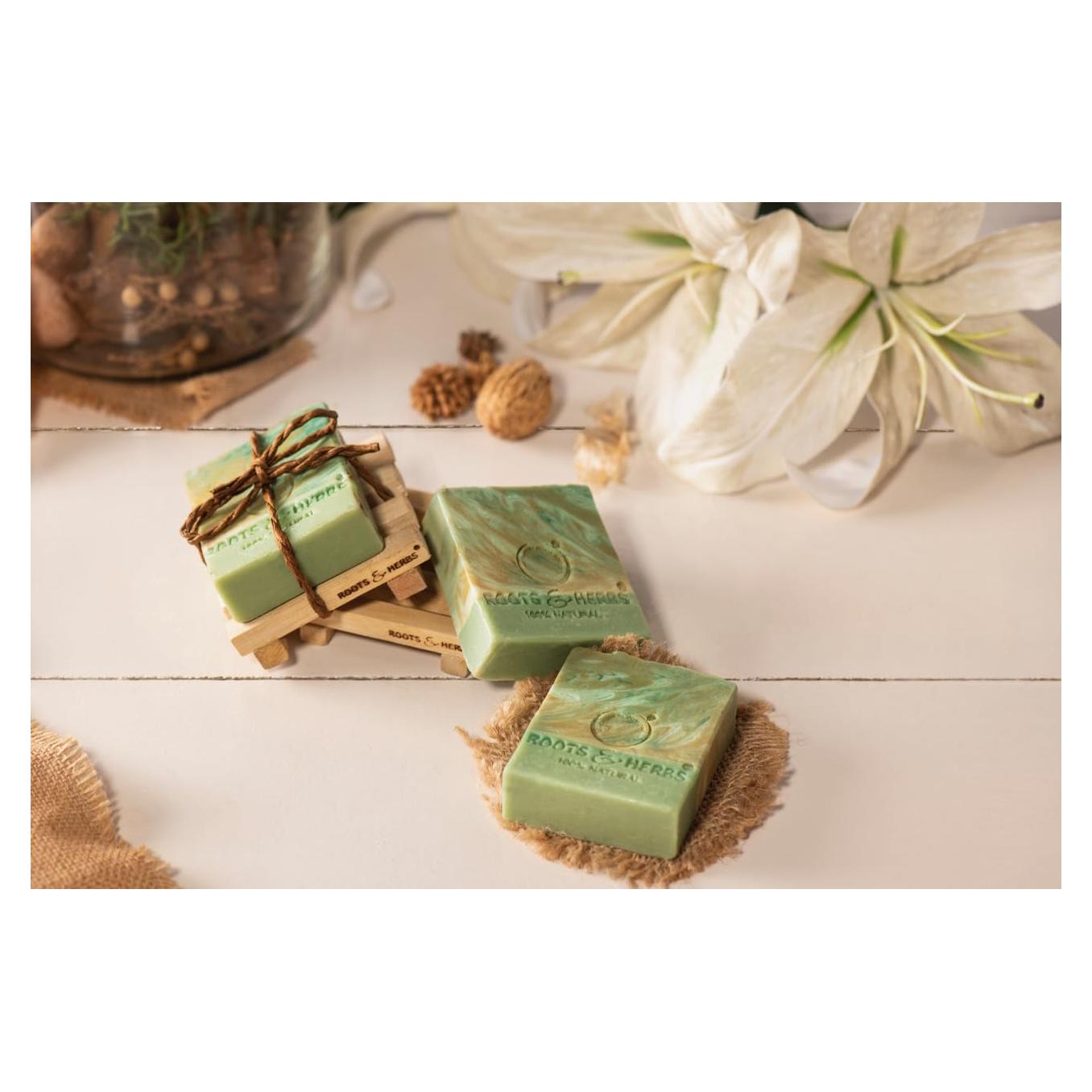 Jabón Natural Ayurvédico Raíces y Hierbas 100g - Aguacate, Bergamota