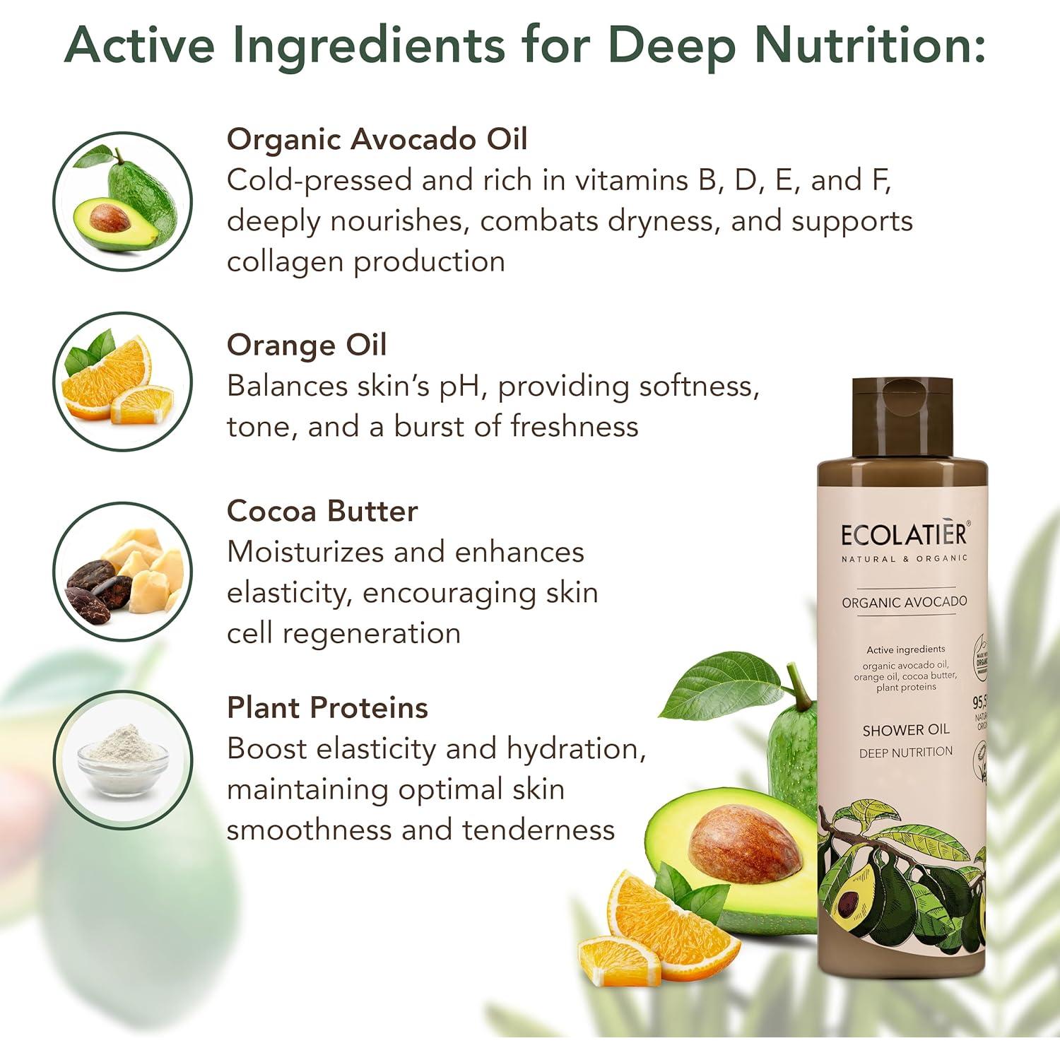 Gel de Ducha Hidratante ECOLATIER Aceite de Aguacate 250 ml