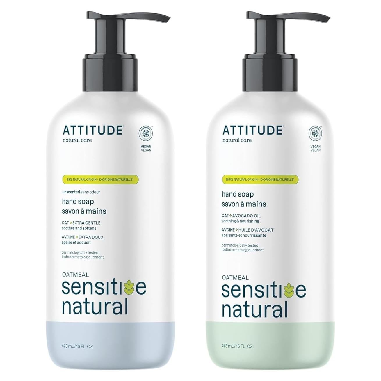 Jabón de Manos ATTITUDE Sin Fragancia 473ml + Aceite de Aguacate 473ml