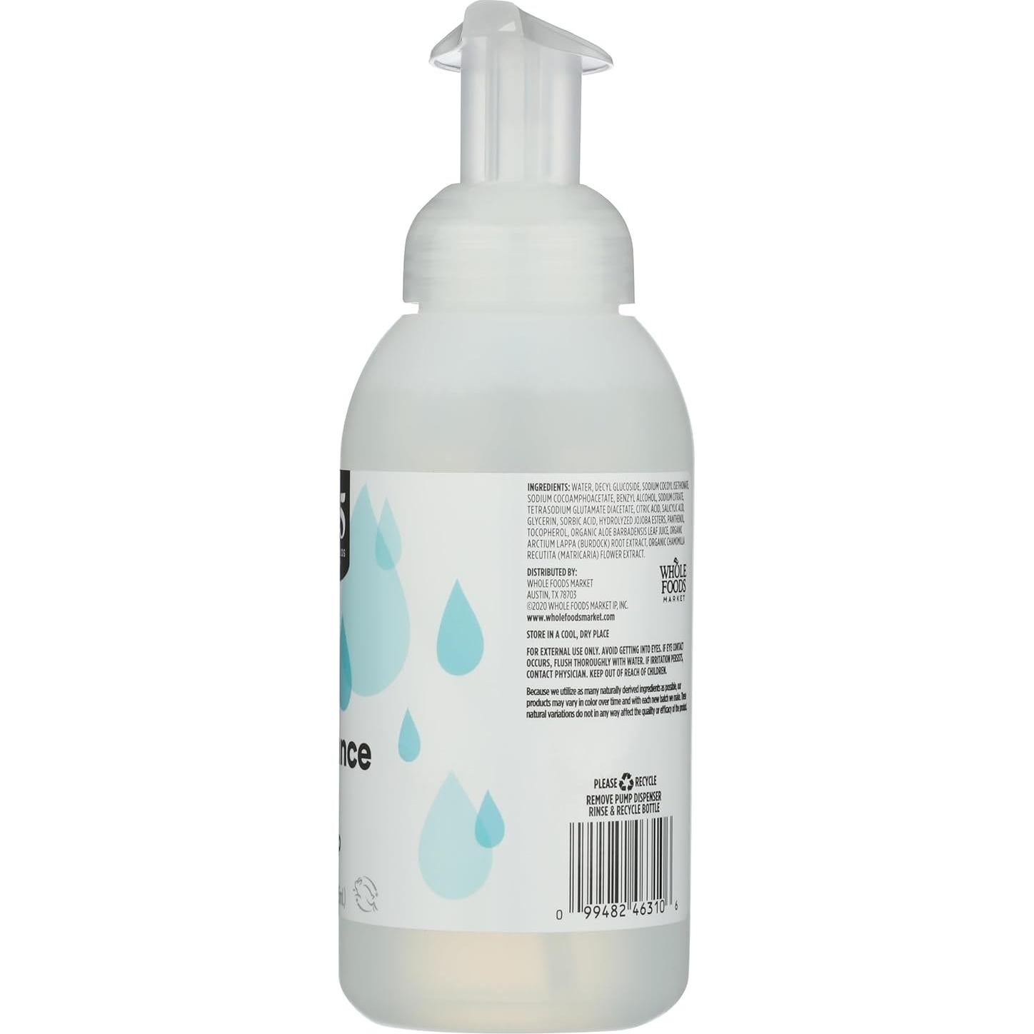Jabón de Manos Espumoso 365 Whole Foods 355 ml Sin Fragancia