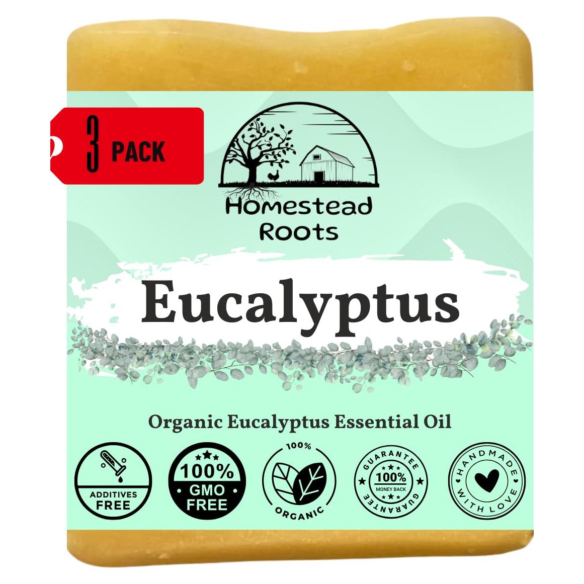 Jabón Artesanal Eucalipto Homestead Roots - 3 Barras 425g