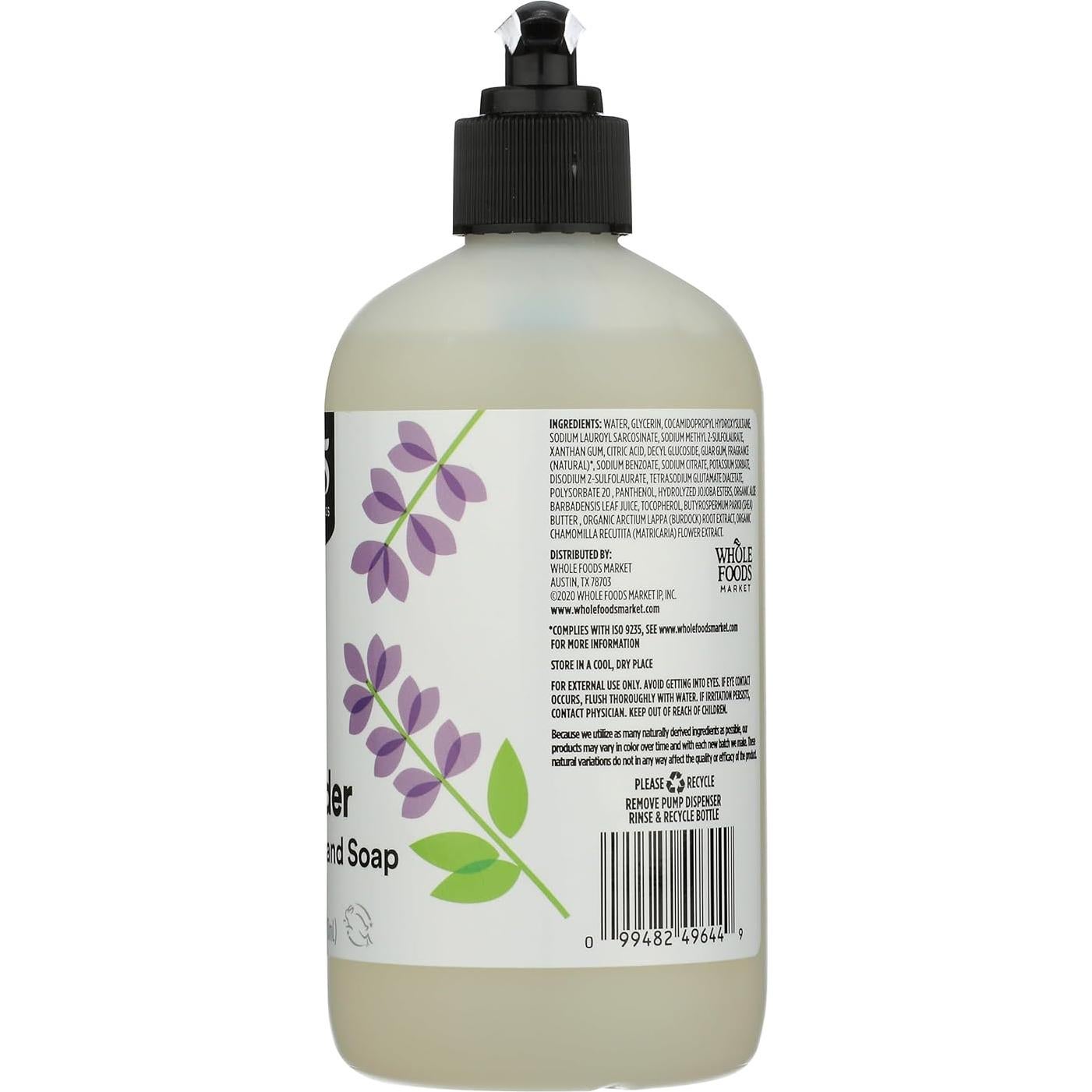 Jabón Líquido para Manos 365 Whole Foods Lavanda 369.5 ml