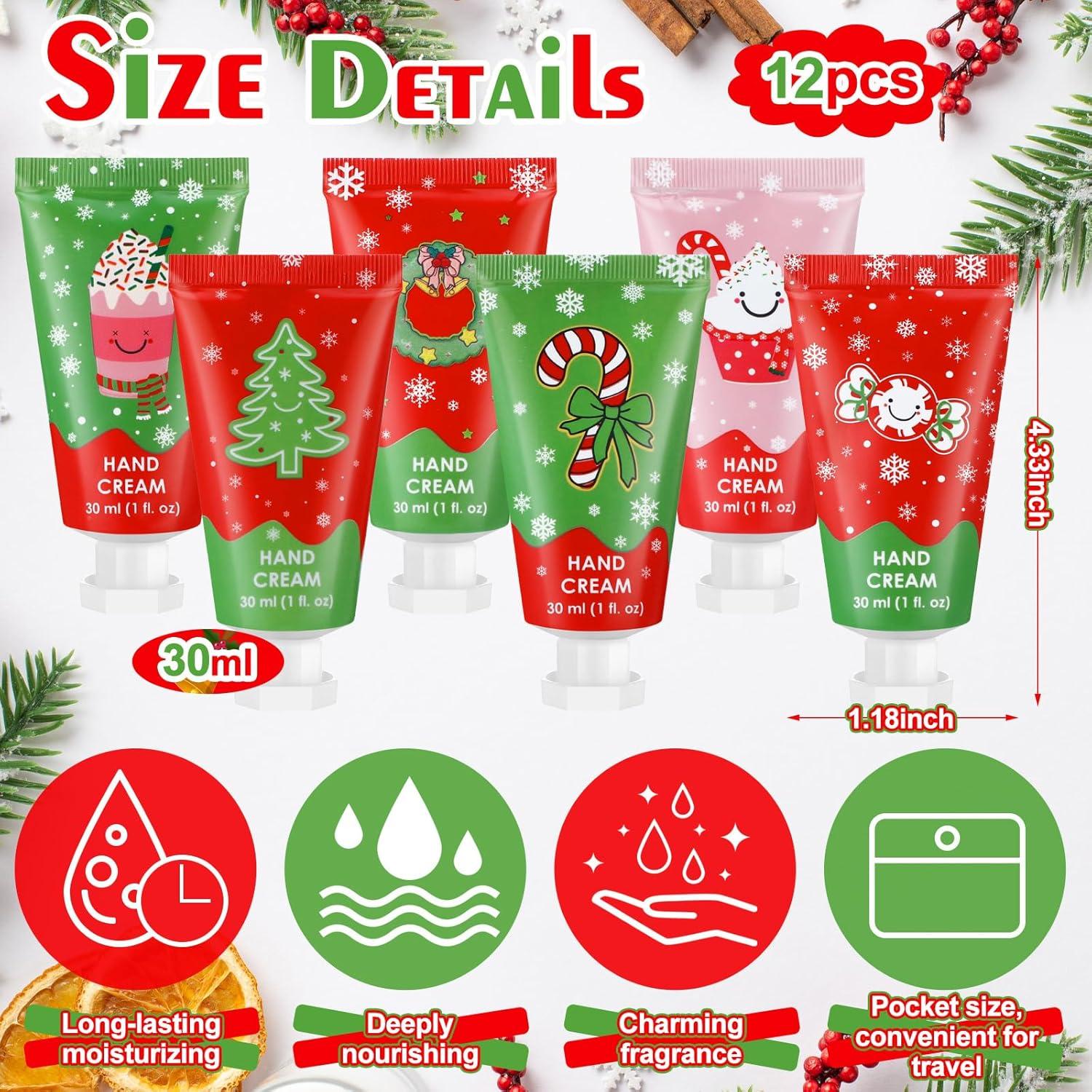 Set de 12 Cremas de Manos Hidratantes Loopeer Navidad 30ml