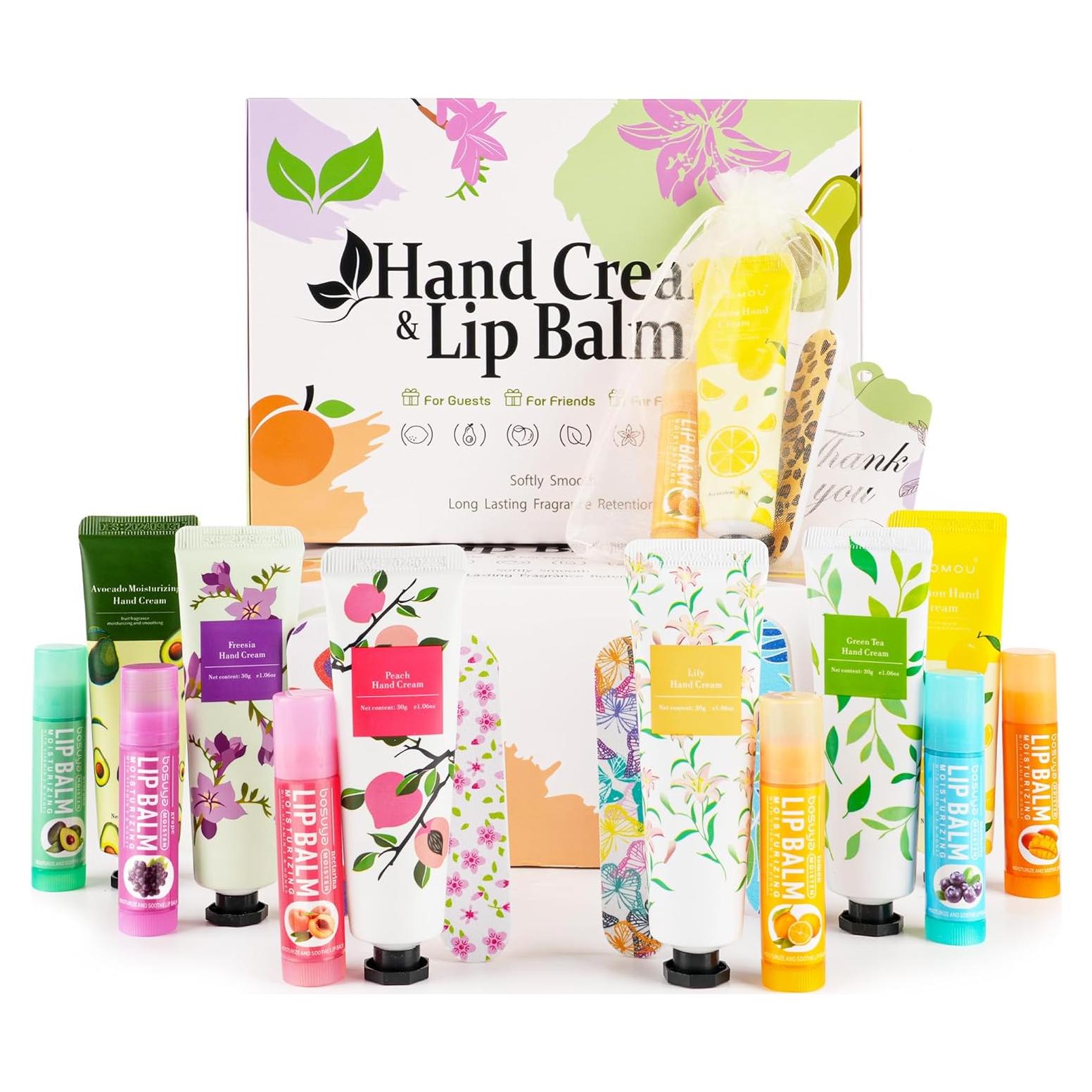 Conjunto de Regalo CUDICY: 24 Cremas de Manos y Balsamos Labiales