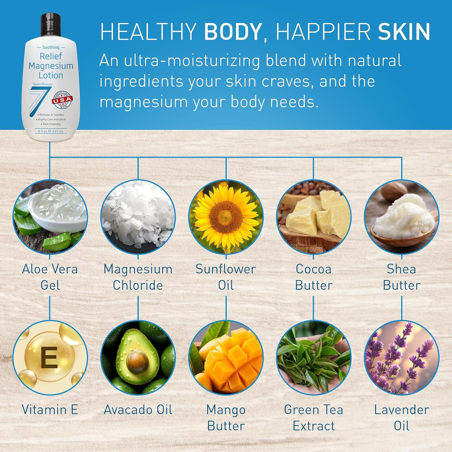 Loción de Magnesio Seven Minerals 236 ml - Alivio Calmante y Sueño