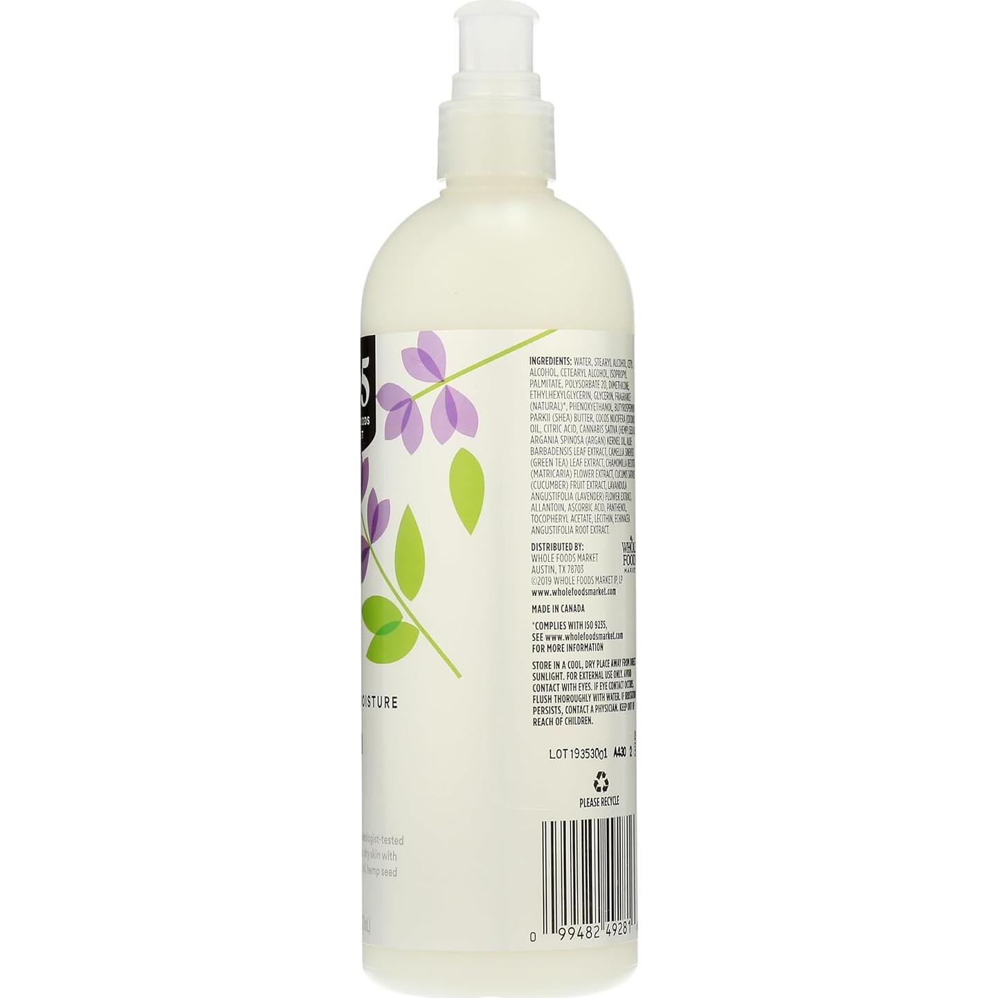 Loción Hidratante Lavanda 365 Whole Foods 473 ml Hipoalergénica
