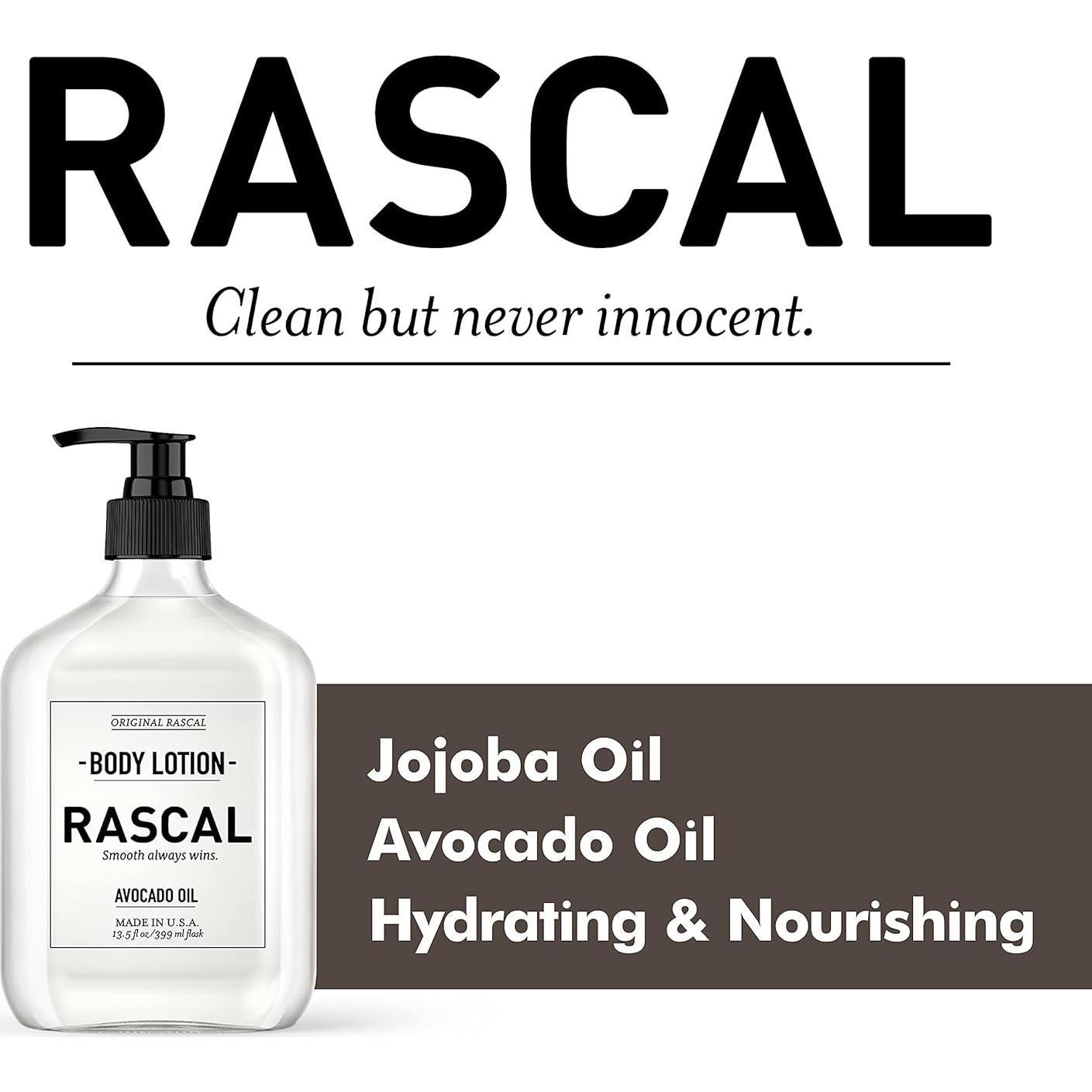 Loción Corporal Rascal para Hombres - Aceite de Aguacate y Jojoba 376 g