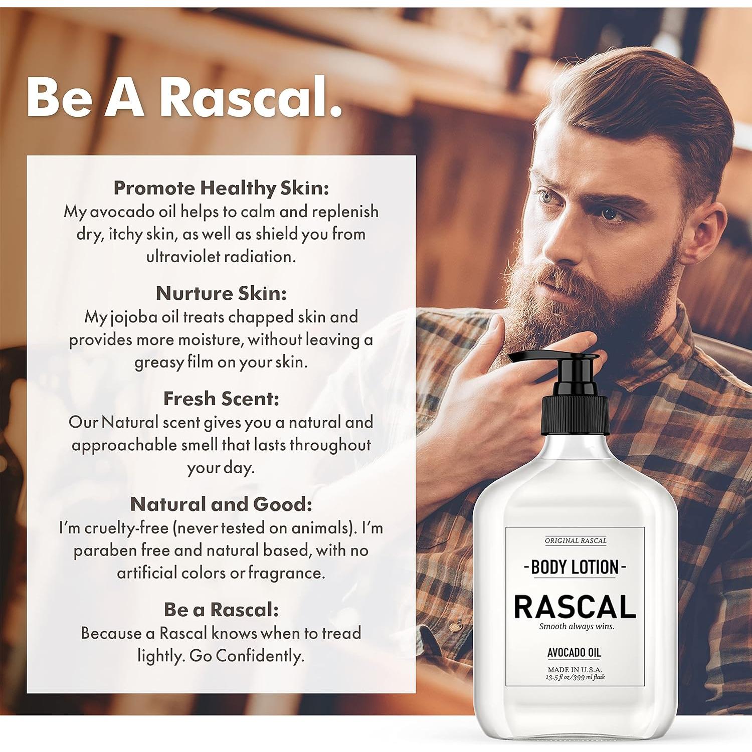 Loción Corporal Rascal para Hombres - Aceite de Aguacate y Jojoba 376 g