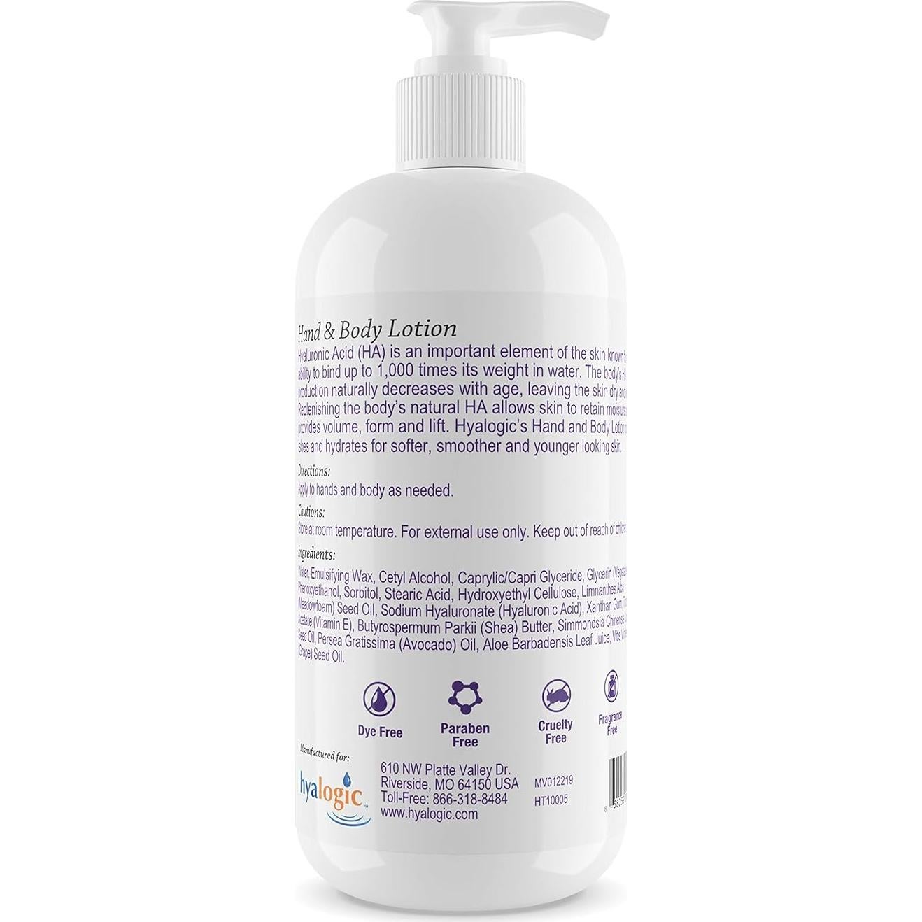 Loción Hidratante para Manos y Cuerpo Hyalogic 284ml - Ácido Hialurónico