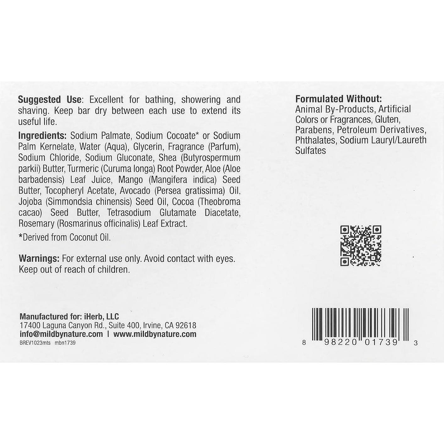 Jabón en Barra Mild By Nature Mango Cúrcuma 156 g