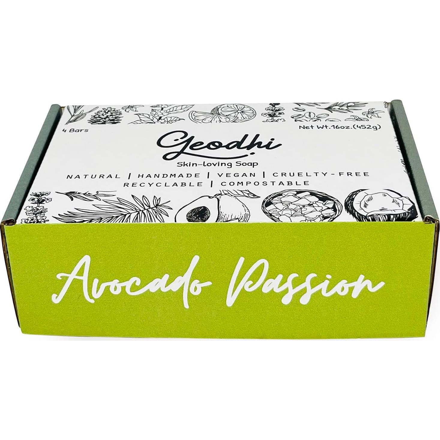 Jabón Vegano Artesanal Geodhi Set 4 Piezas Aguacate-Romero