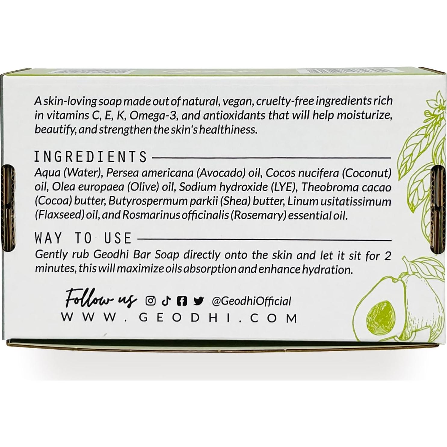 Jabón Vegano Artesanal Geodhi Set 4 Piezas Aguacate-Romero