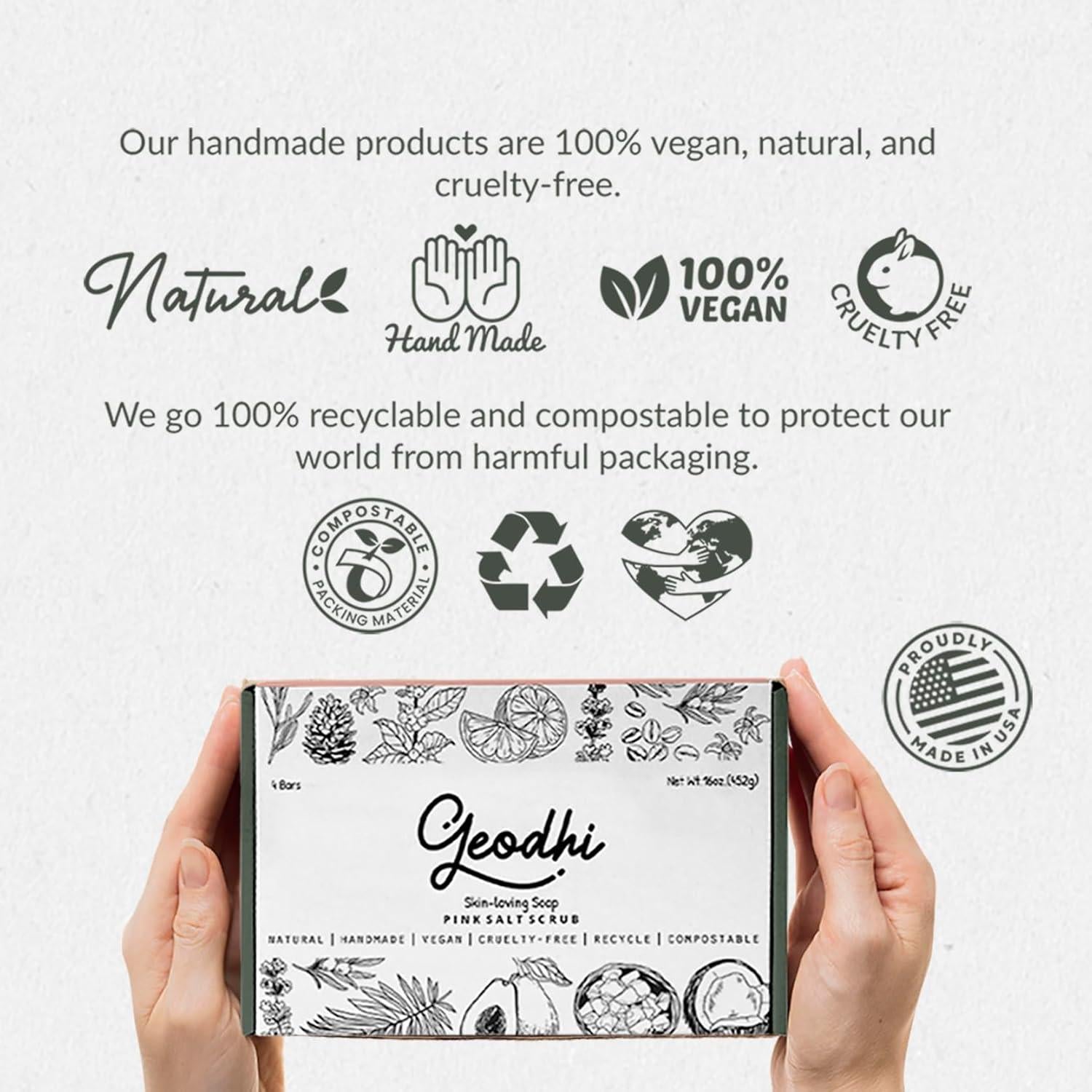 Jabón Vegano Artesanal Geodhi Set 4 Piezas Aguacate-Romero