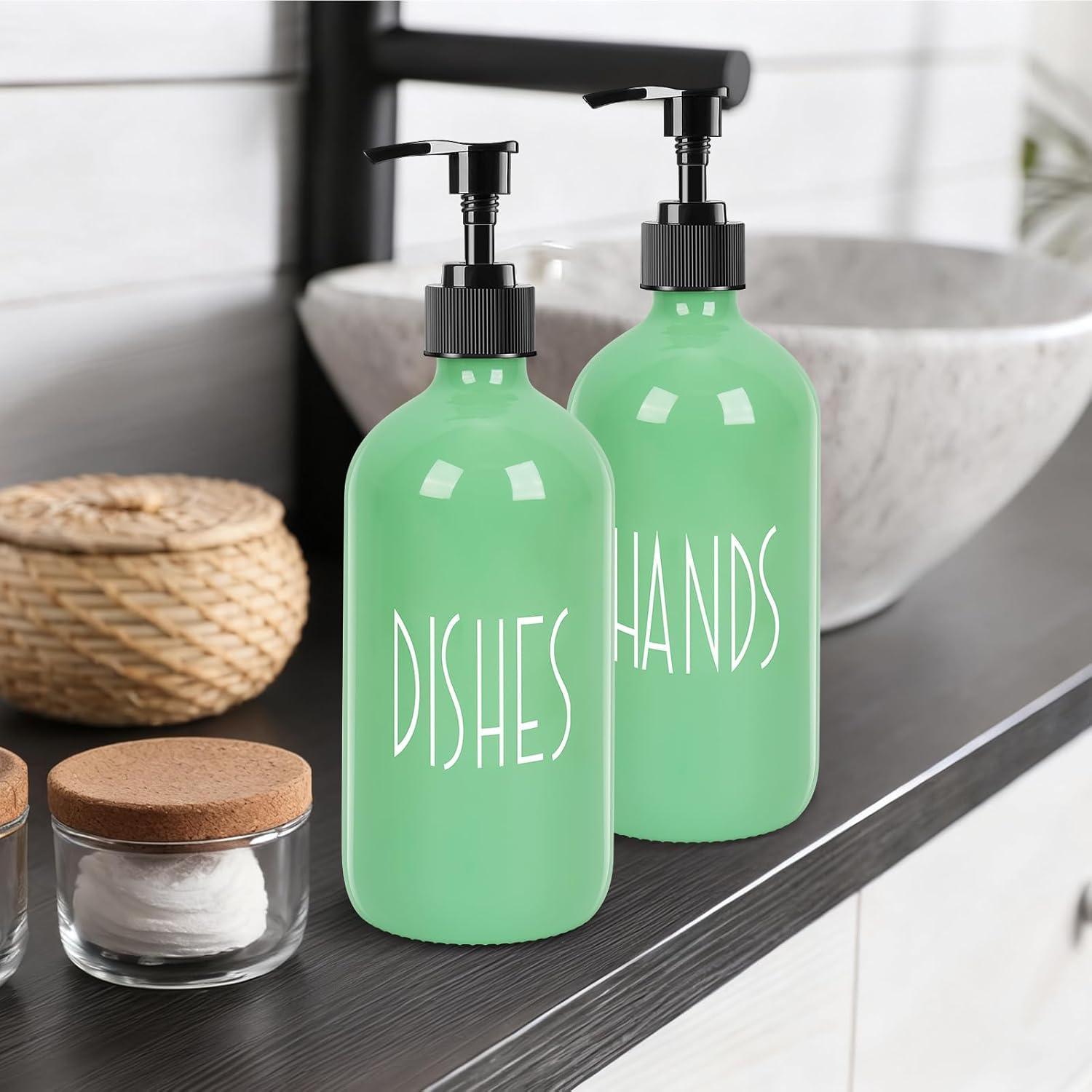 Dispensador de Jabón de Vidrio Ulable 0.59 kg Verde Aguacate