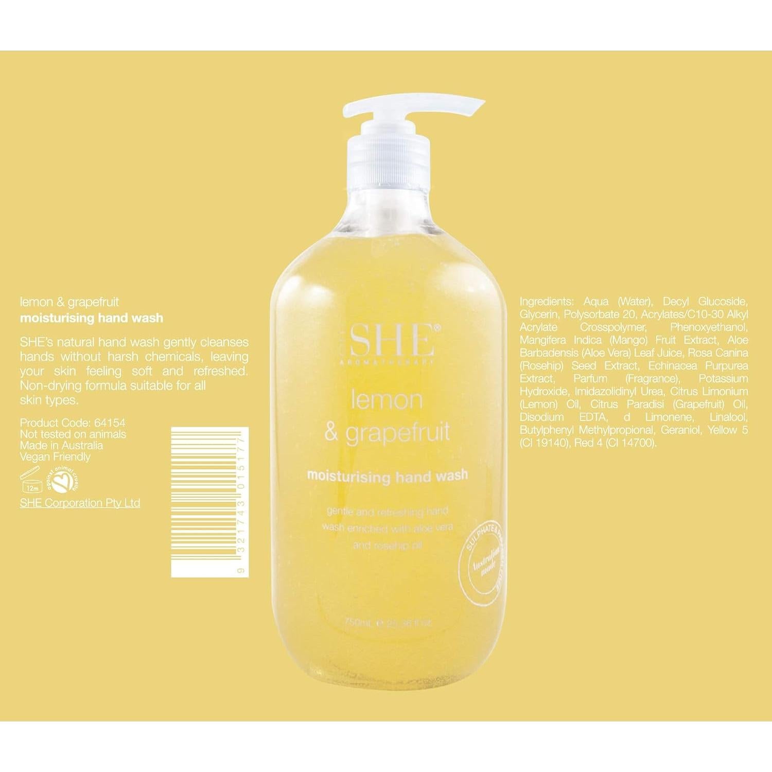 Jabón Líquido Hidratante Om She Aromaterapia 500ml - Limón y Pomelo