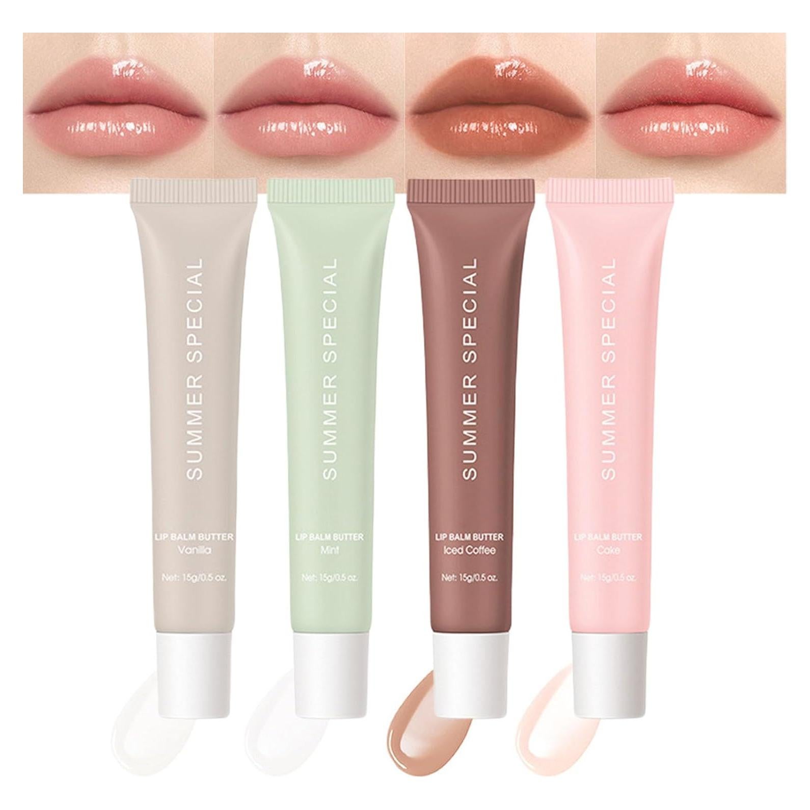 Set de 4 Bálsamos Labiales Hidratantes ARCHIDATE - Vainilla, Menta, Café, Pastel