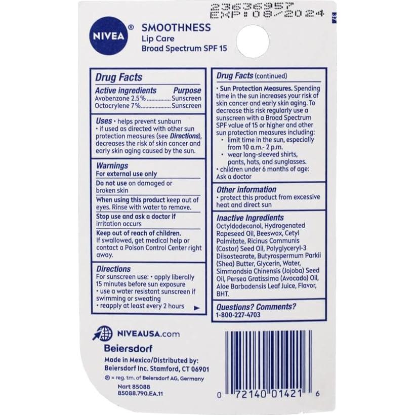 Cuidado Labial NIVEA Suavidad SPF 15 - 3 Unidades 4.8 g