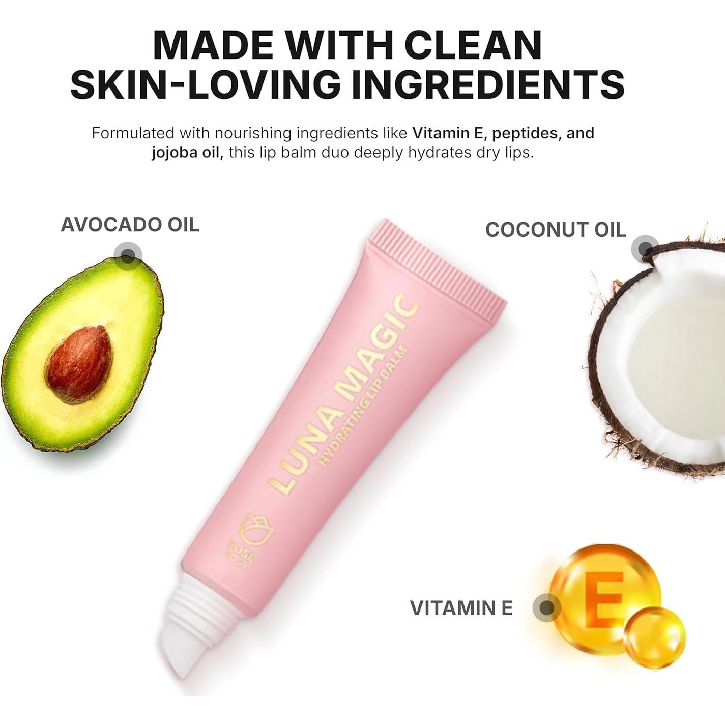Dúo de bálsamo labial hidratante Luna Magic Menta/Rosa 28g