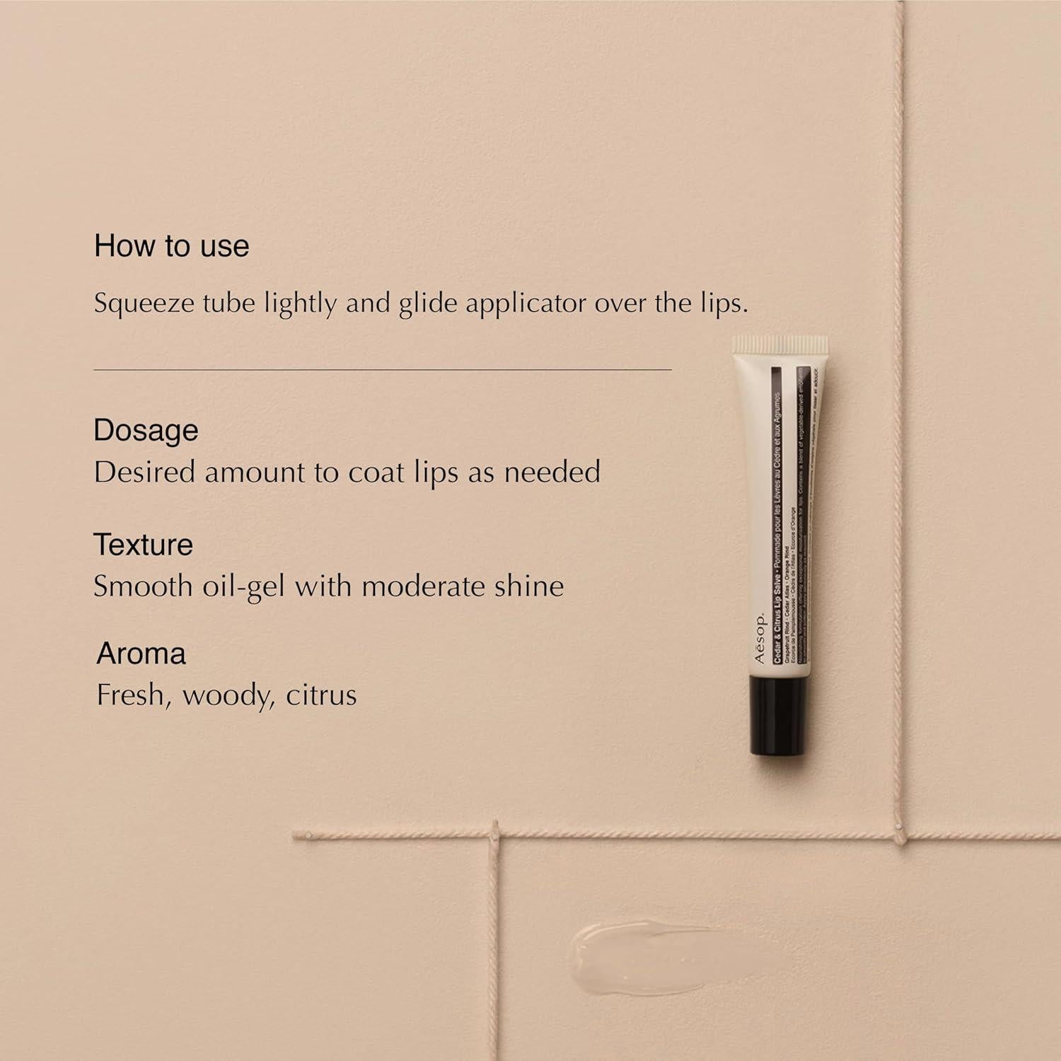 Aesop Cedar & Citrus Lip Balm | Nourishing Lip Treatment for Dry, Chapped Lips | Smooth Oil-Gel Formula | 0.3 fl oz