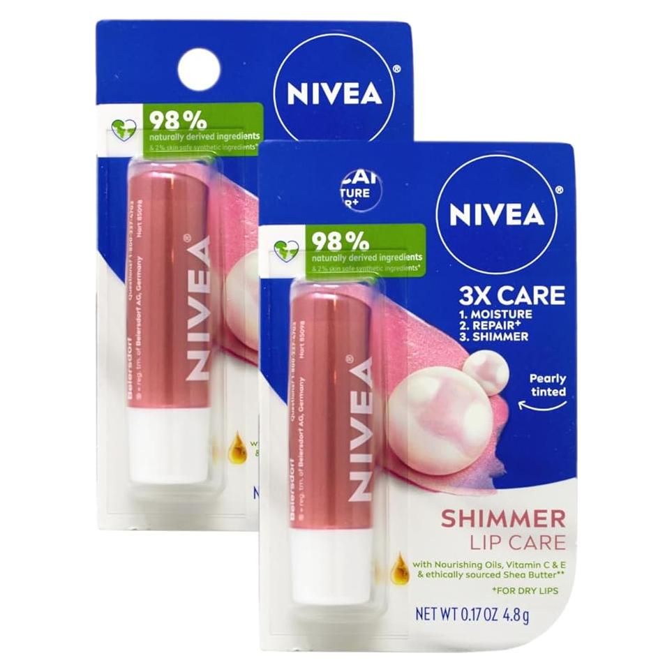 Bálsamo Labial Brillante Nivea 4.8g (Paquete de 2)