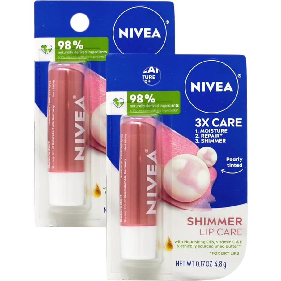 Bálsamo Labial Brillante Nivea 4.8g (Paquete de 2)