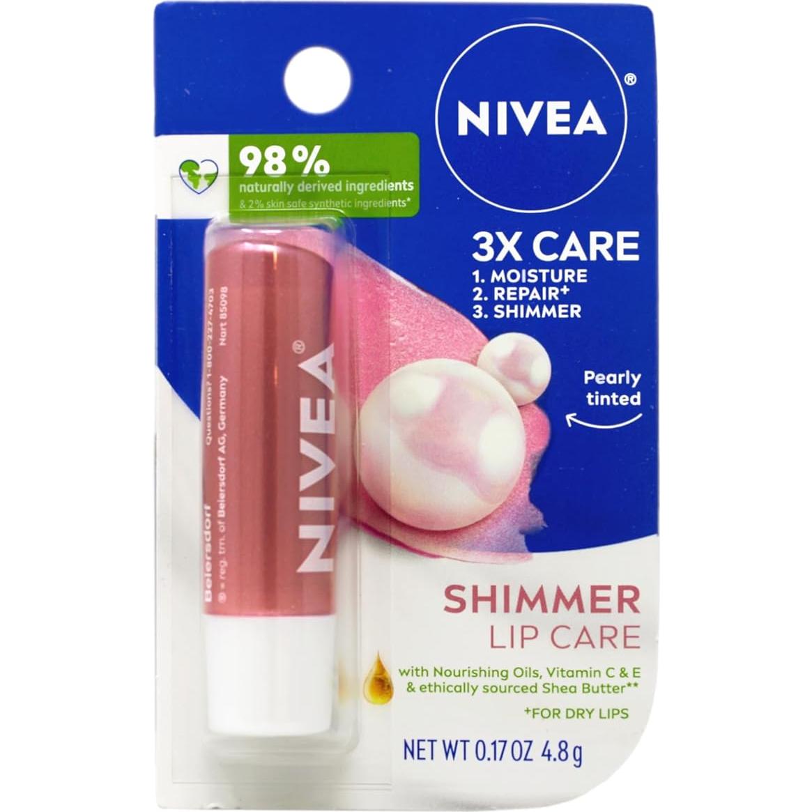 Bálsamo Labial Brillante Nivea 4.8g (Paquete de 2)