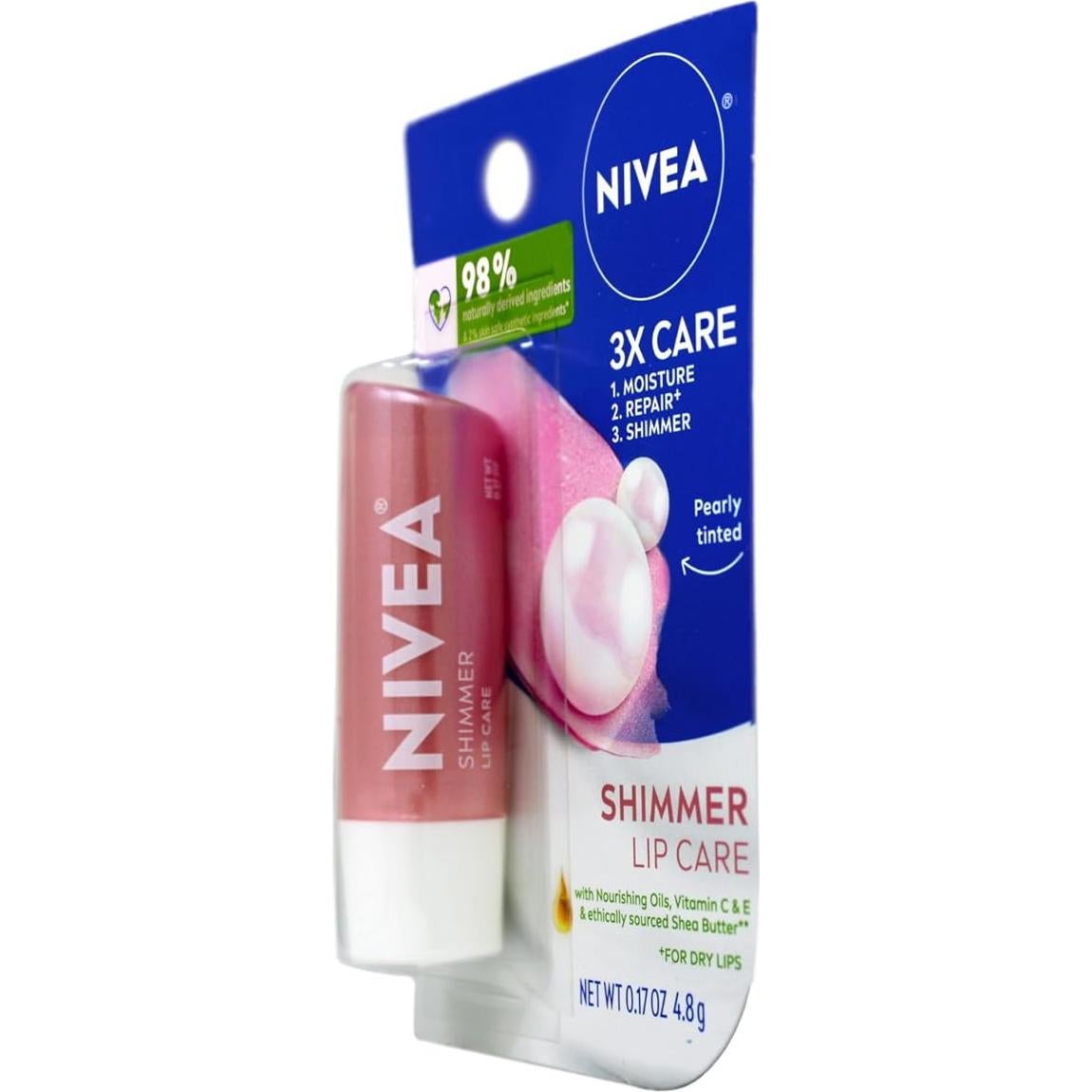 Bálsamo Labial Brillante Nivea 4.8g (Paquete de 2)