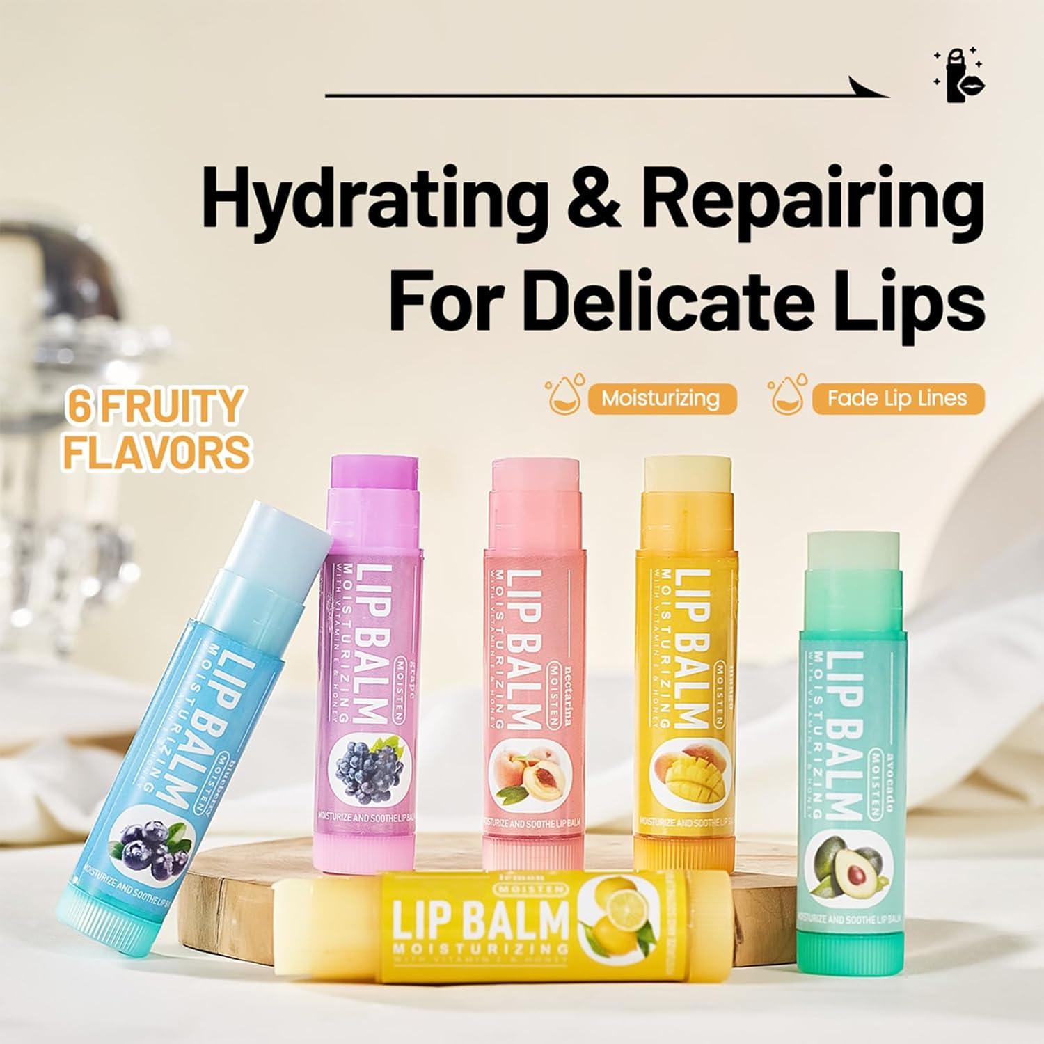 Set 6 Balsamos Labiales Naturales Charm Kiss - Hidratantes Frutales