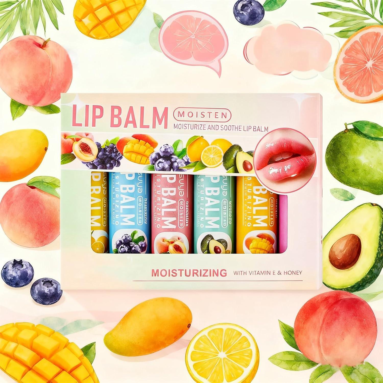 Set 6 Balsamos Labiales Naturales Charm Kiss - Hidratantes Frutales