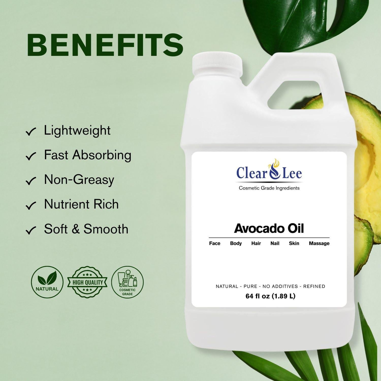 Aceite de Aguacate ClearLee 1.89L - Grado Cosmético Natural