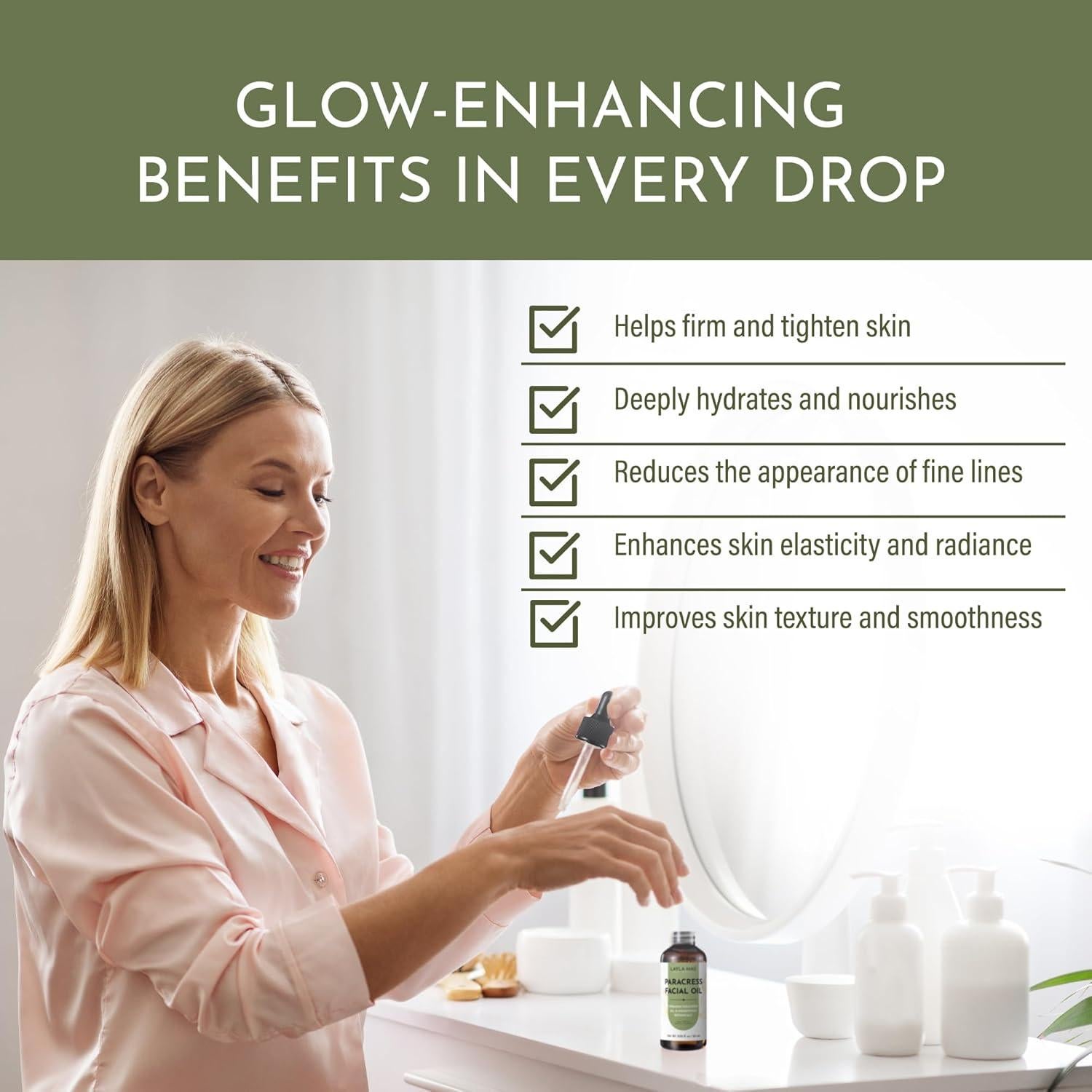 Aceite Facial Layla Mae Paracress 60 mL - Hidratante Antienvejecimiento