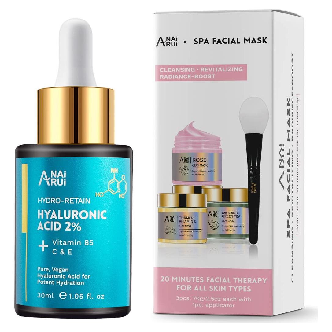 Set de Mascarillas Faciales ANAI RUI - Arcilla Cúrcuma, Rosa y Té Verde