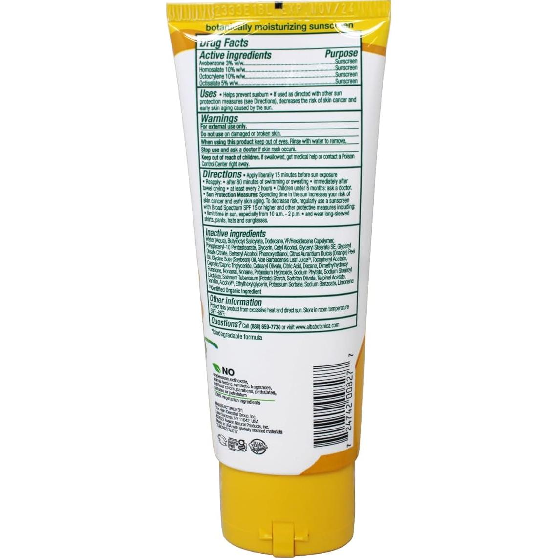 Protector Solar SPF 45 Alba Botanica Té Verde 236 ml (Paquete de 2)