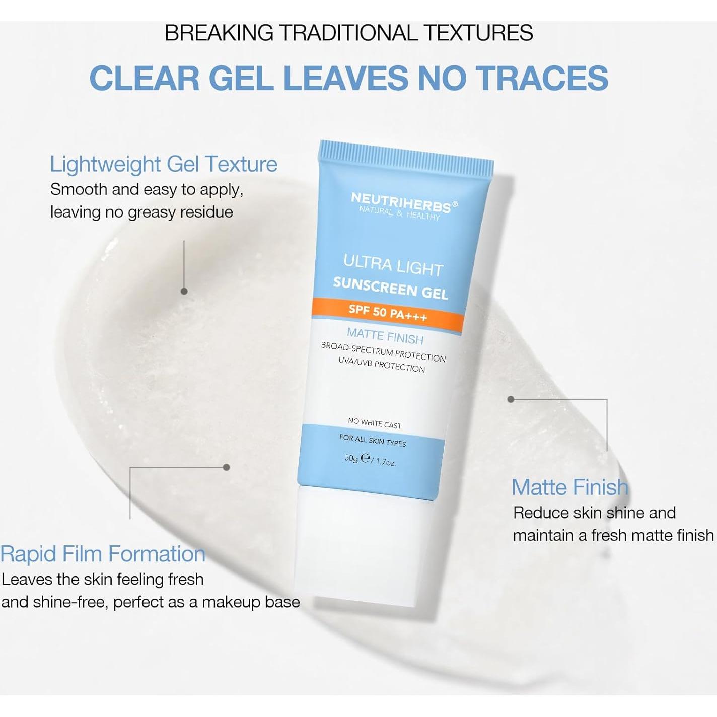 Protector Solar Gel Neutriherbs SPF50 48g - Sin Residuo Blanco