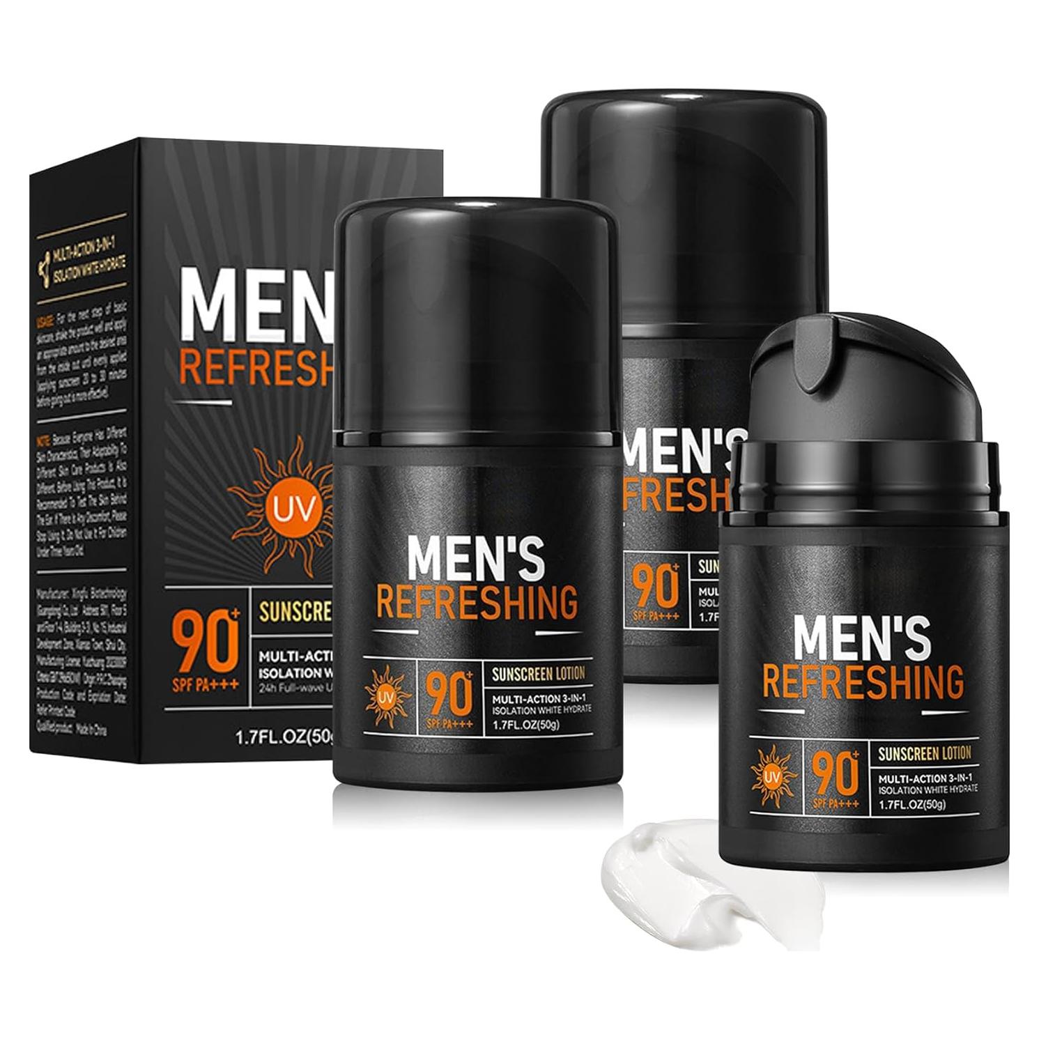 Juego de 3 Protectores Solares para Hombres SPF 90+ Hidratante