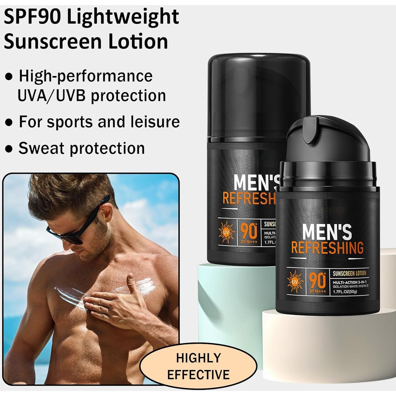 Juego de 3 Protectores Solares para Hombres SPF 90+ Hidratante