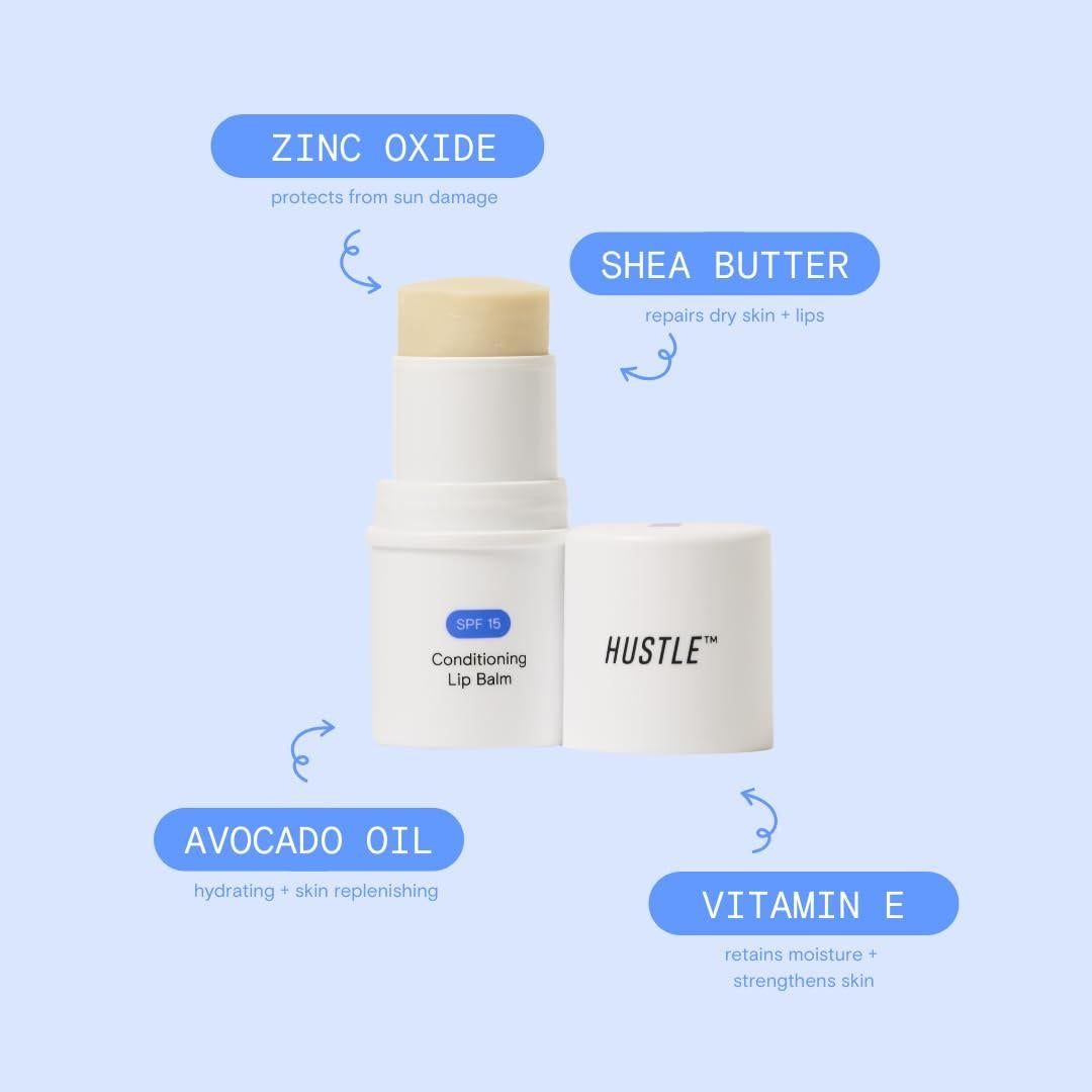 Bálsamo Labial Hidratante Hustle Beauty SPF 15 Menta 45g