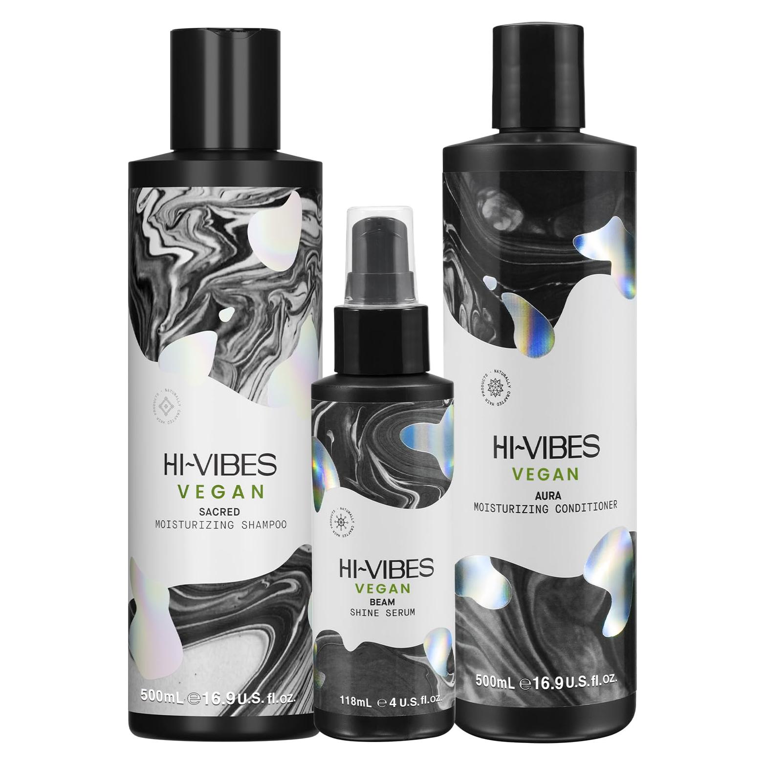 Set Trio Vegano Moehair Hi-Vibes: Champú, Acondicionador y Suero Antifrizz