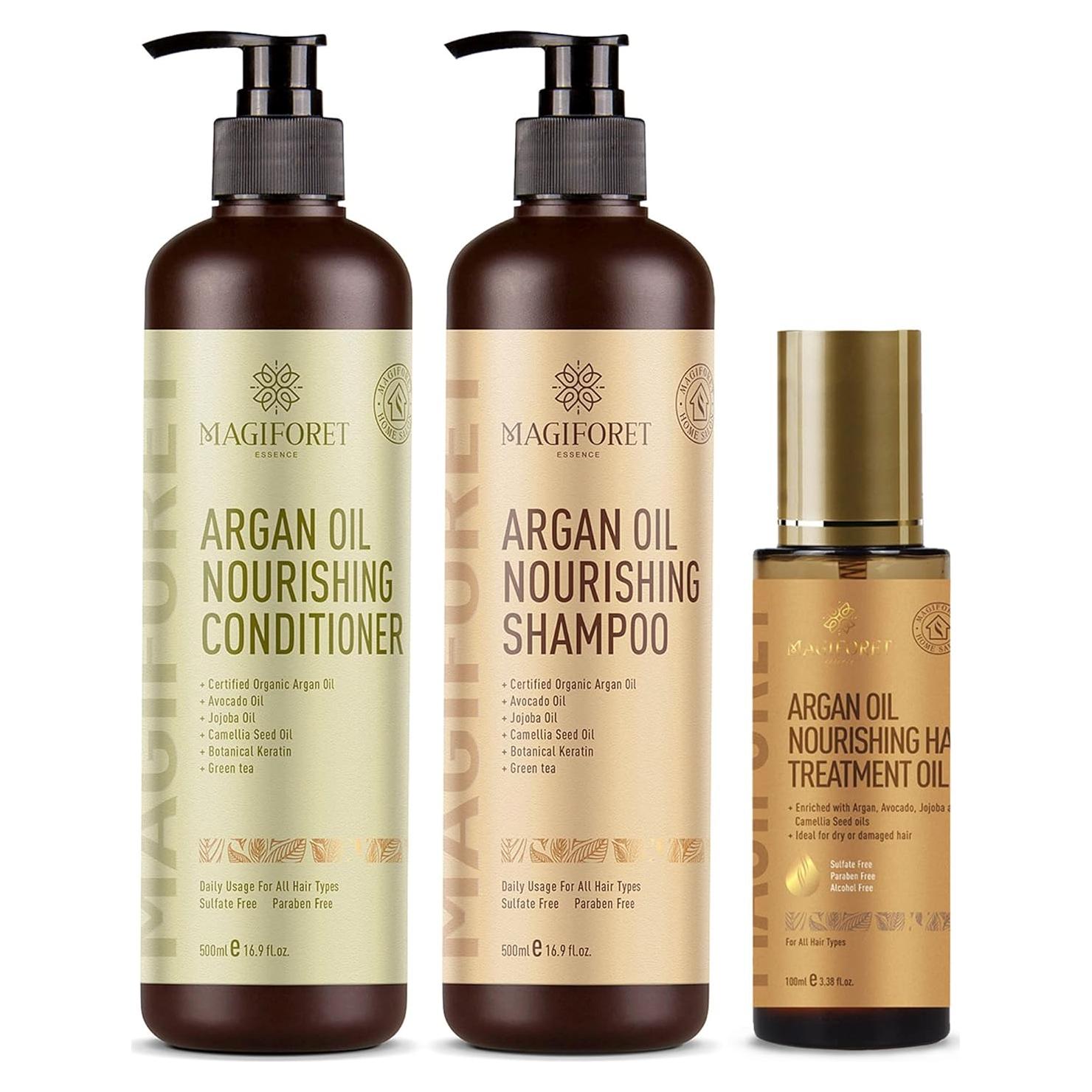 Conjunto Cuidado Cabello Nutritivo MagiForet 500ml Champú + 500ml Acondicionador + 100ml Suero