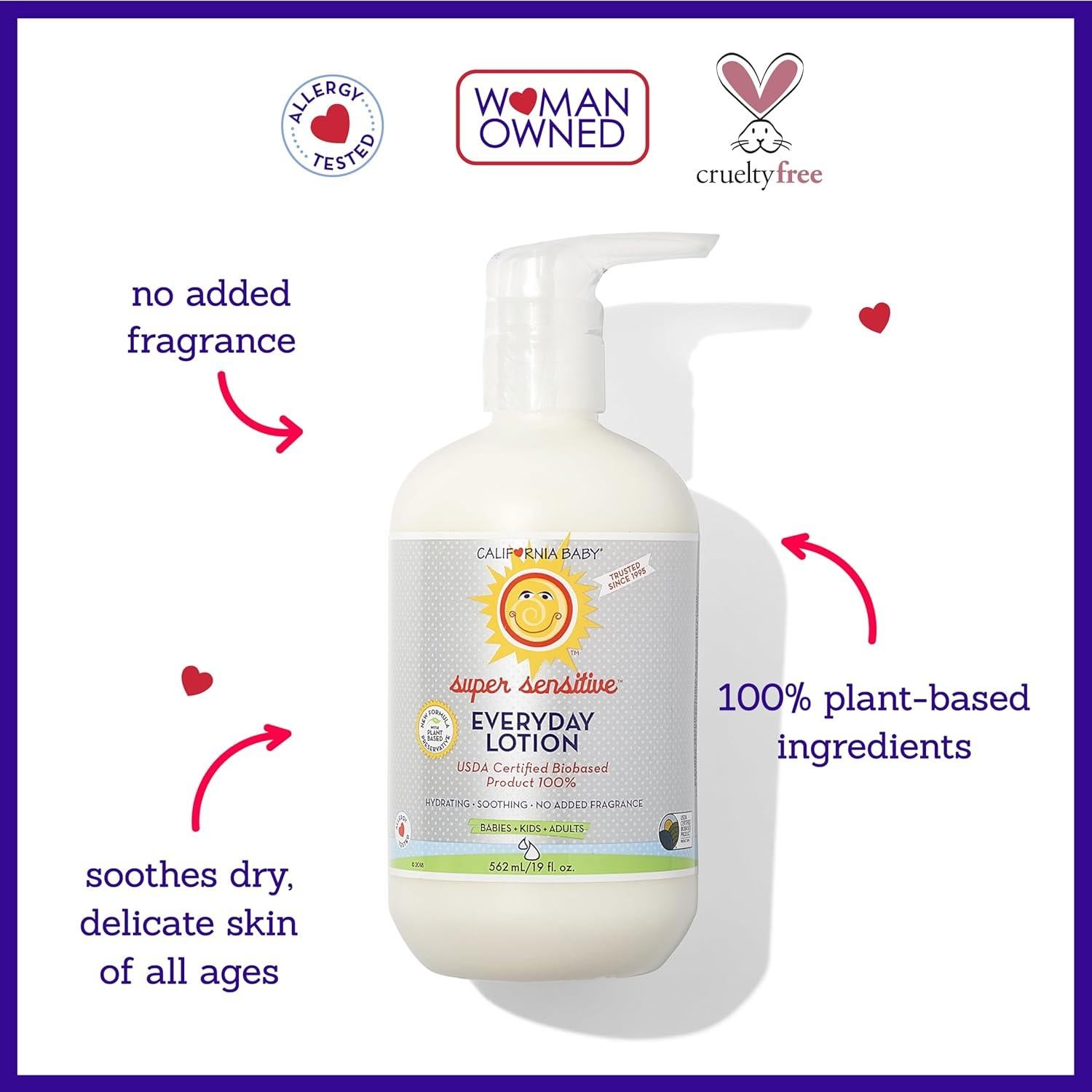 Loción Super Sensible California Baby 562 mL Hipoalergénica