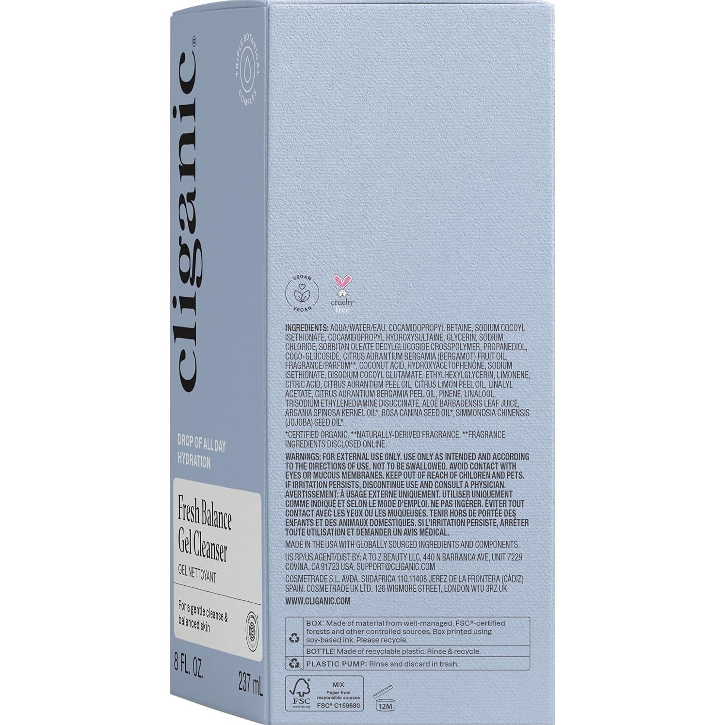 Gel Limpiador Facial Cliganic 283.5g - Hidratante y Suave