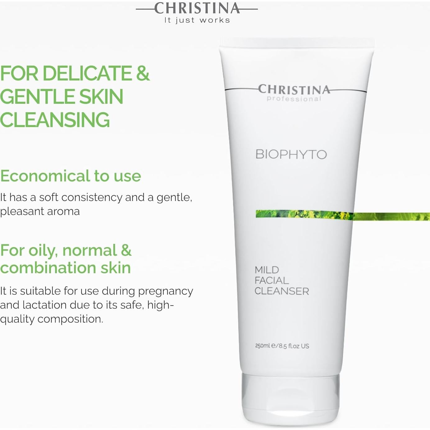 Limpiador Facial Suave Christina Biophyto 250 ml Té Verde Pepino