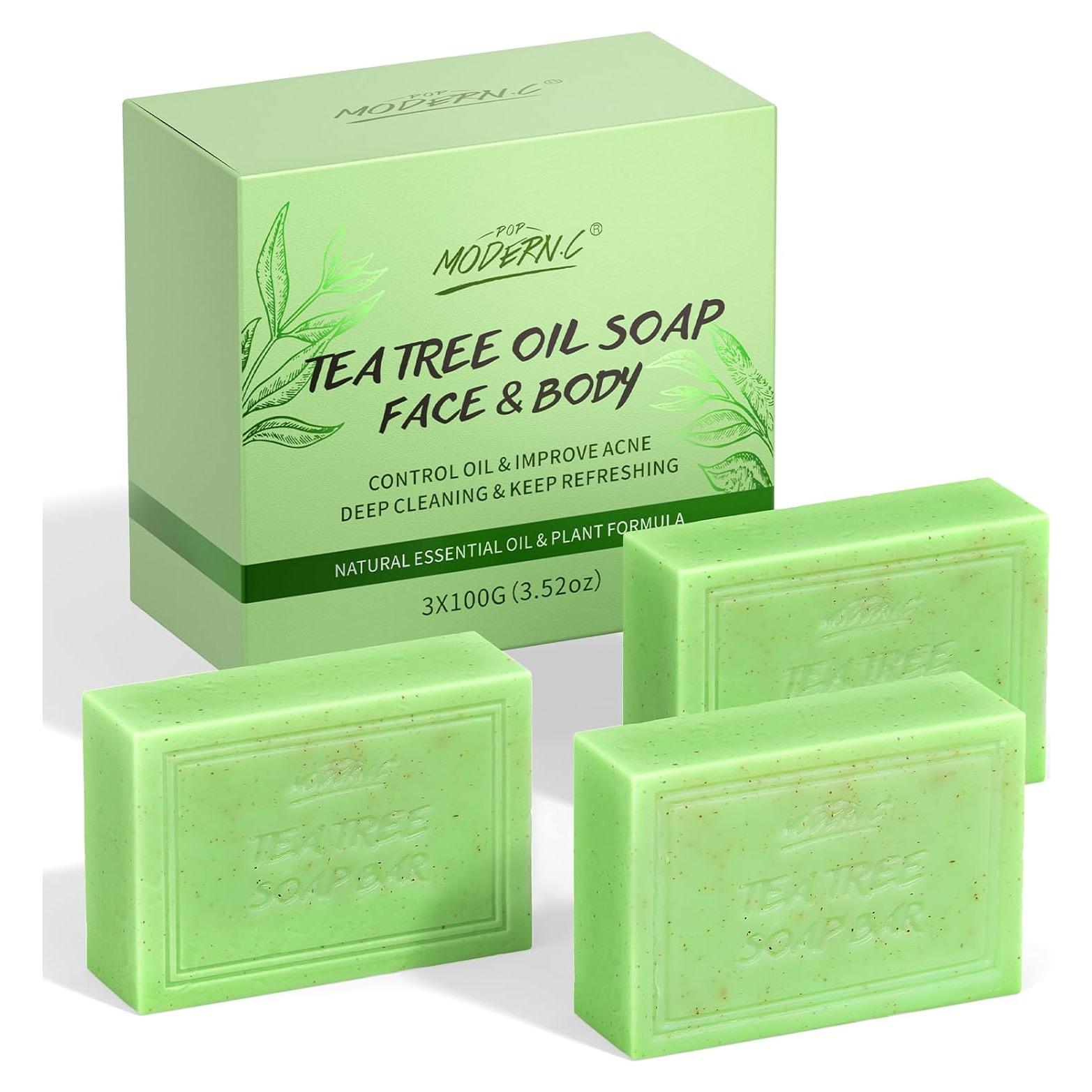 Jabón de Árbol de Té 3x100g - Limpieza Facial y Corporal