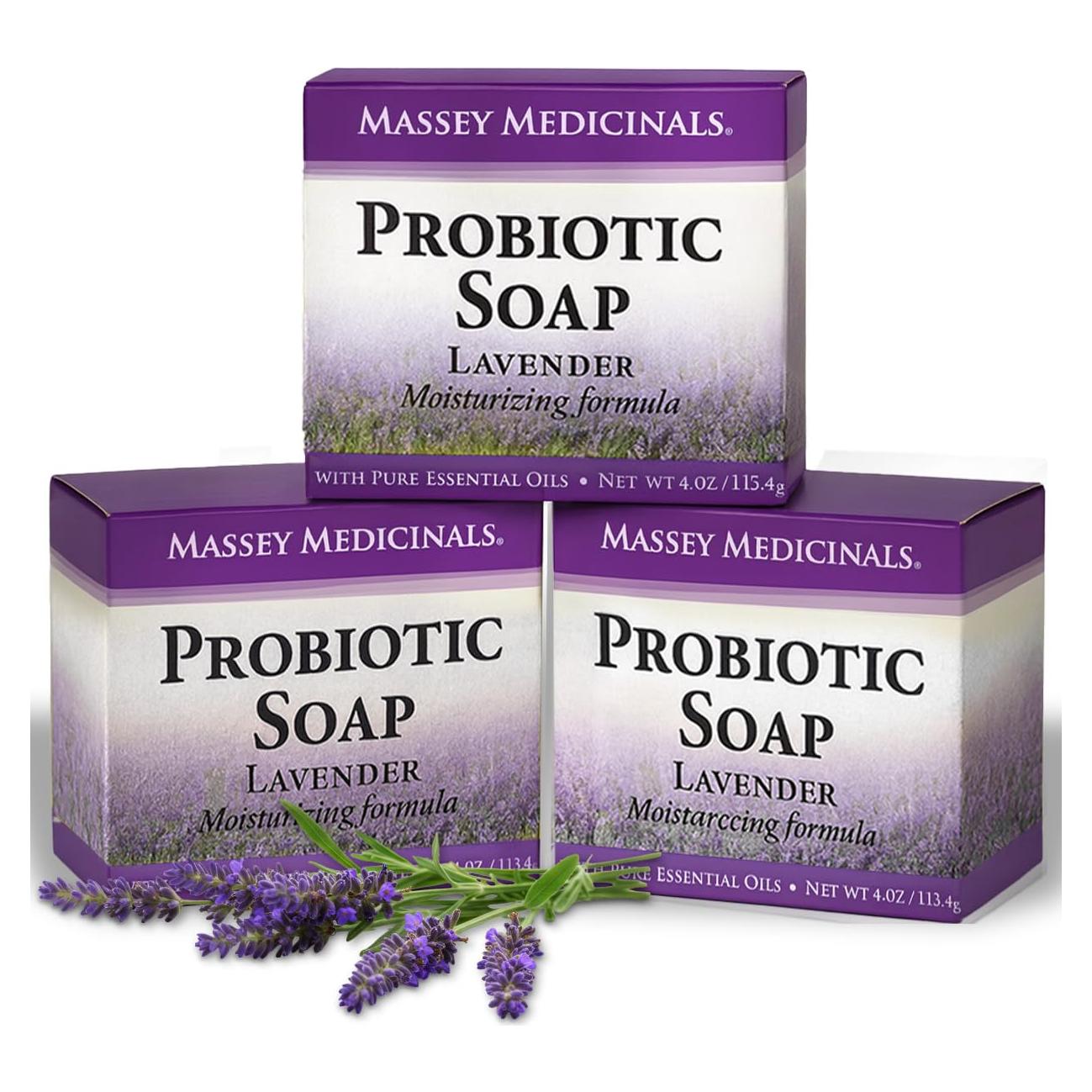 Jabón Natural Probiotico Massey - Lavanda - 3 Barras de 113g